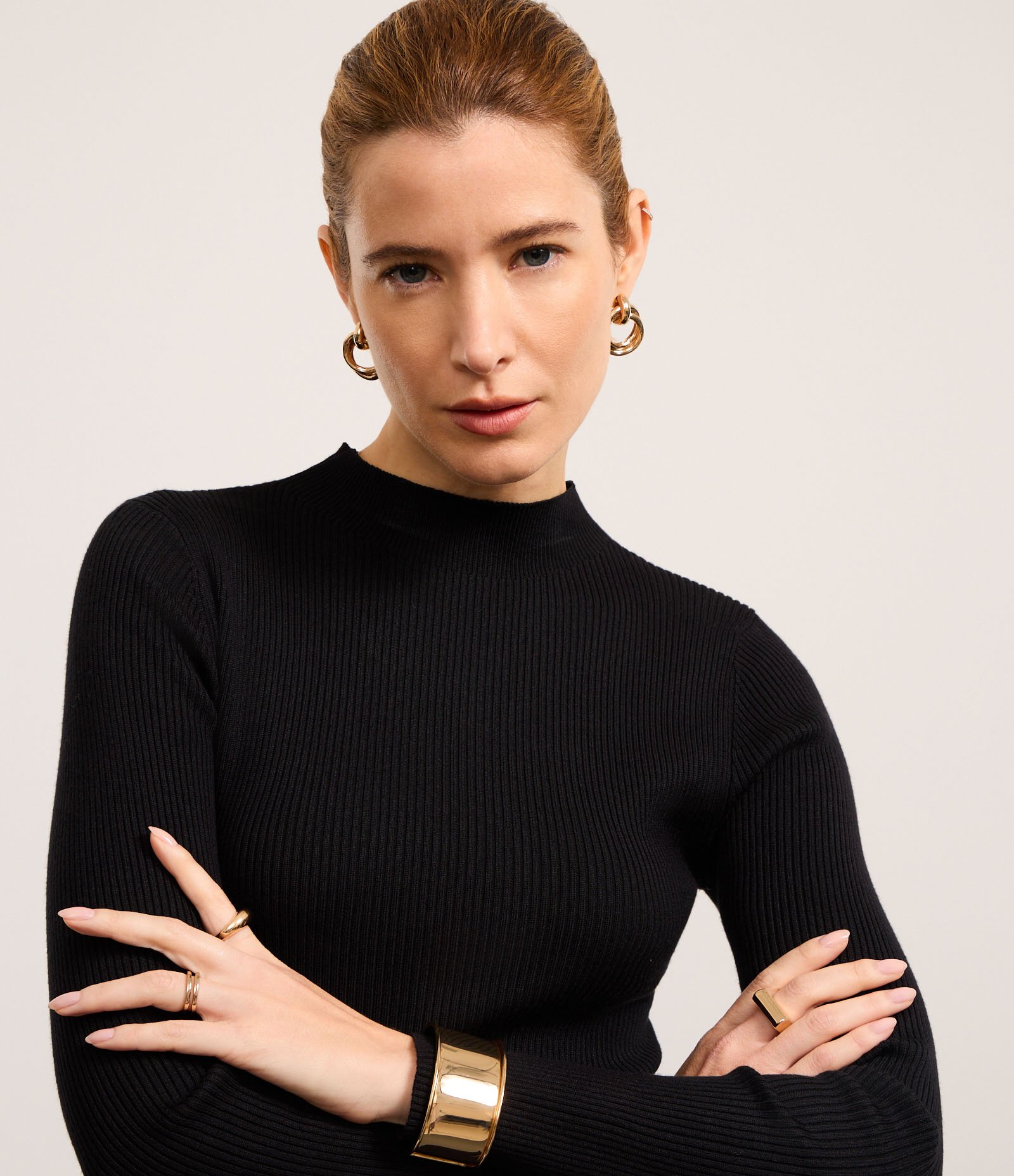 Vestido Long Midi em Tricô com Gola Alta Preto 5