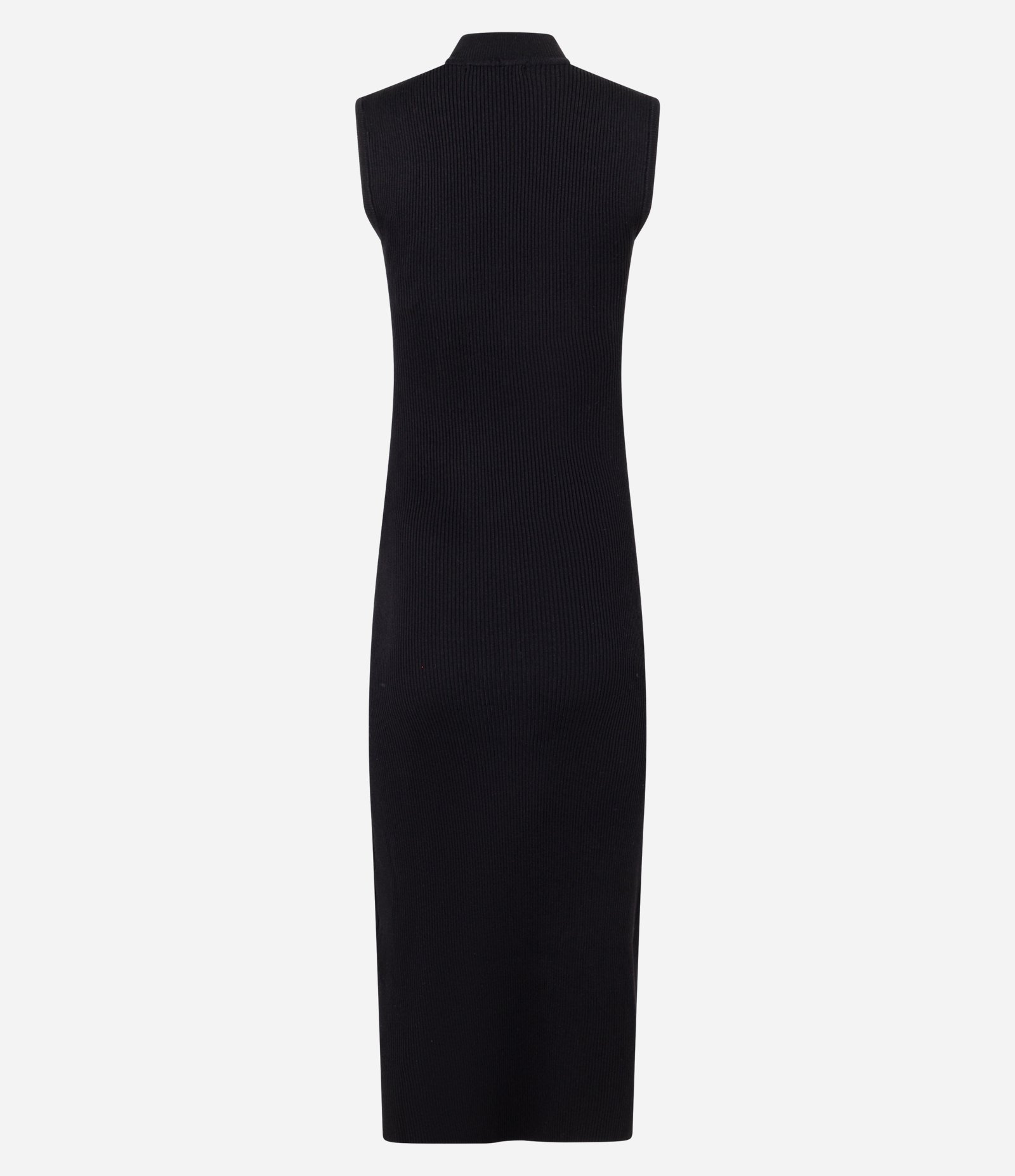 Vestido Reto Long Midi em Tricô Canelado com Gola Alta Preto 10