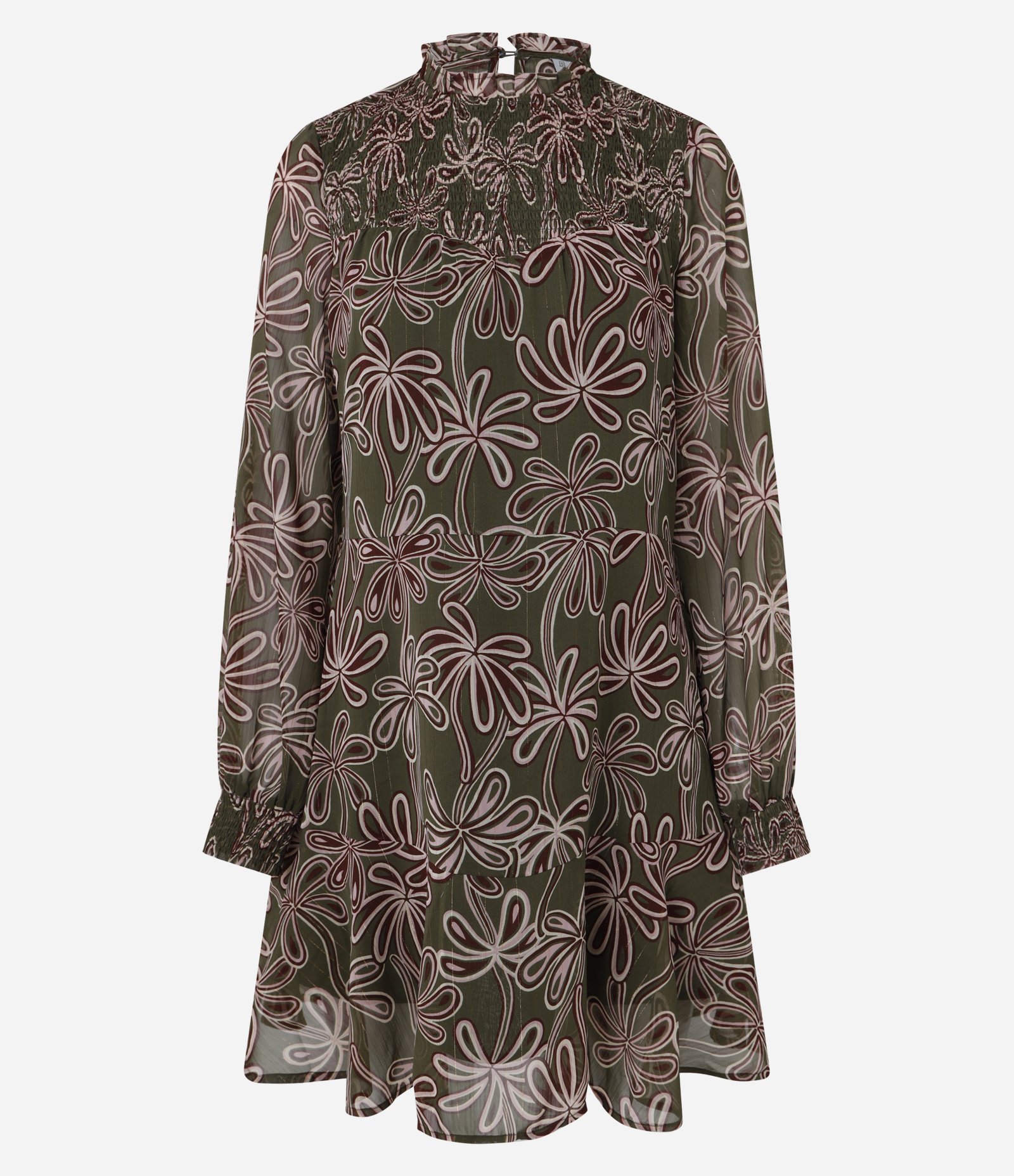 Vestido Curto em Crepe Georgette e Estampa de Tulipas Verde 6