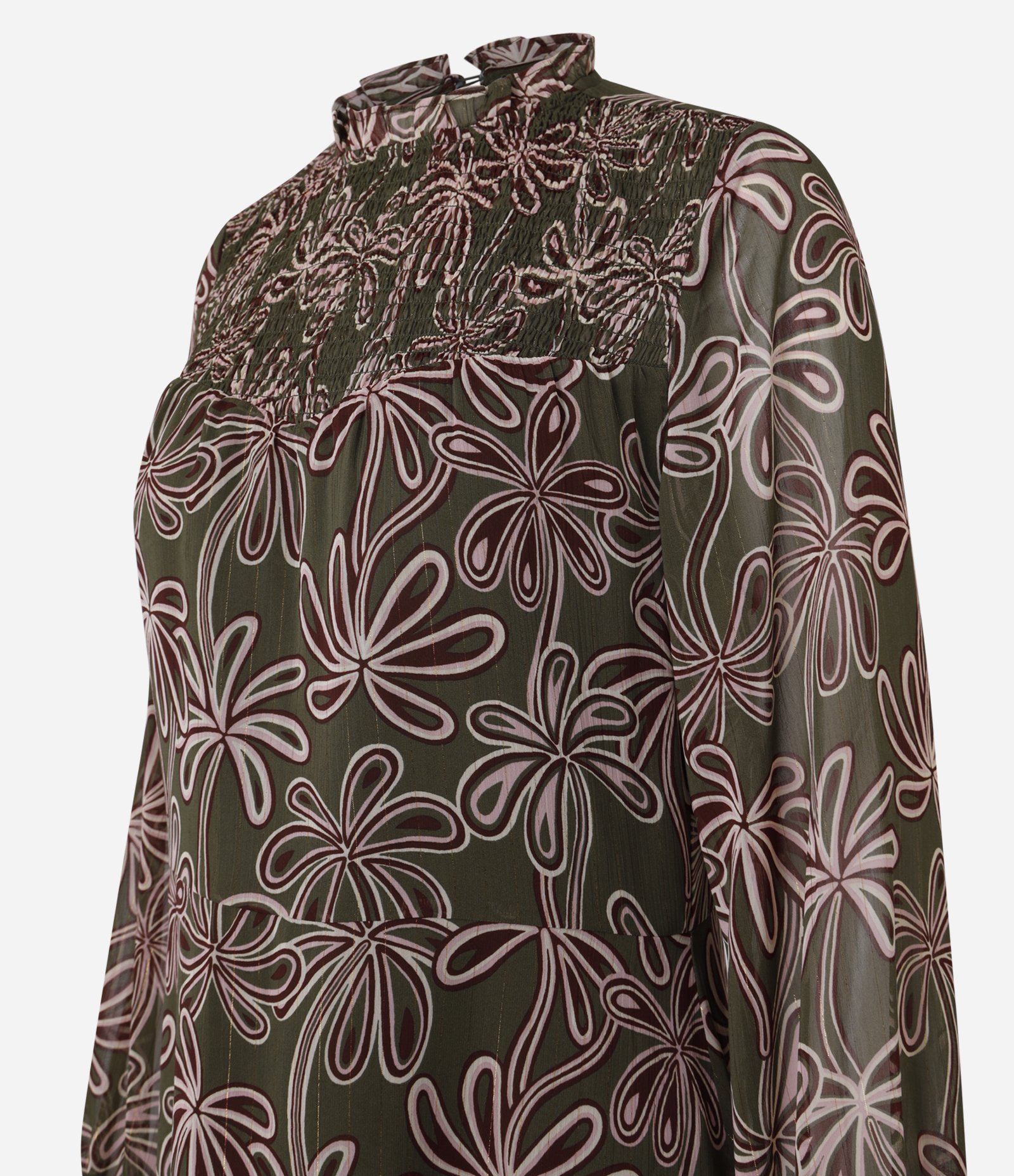 Vestido Curto em Crepe Georgette e Estampa de Tulipas Verde 7