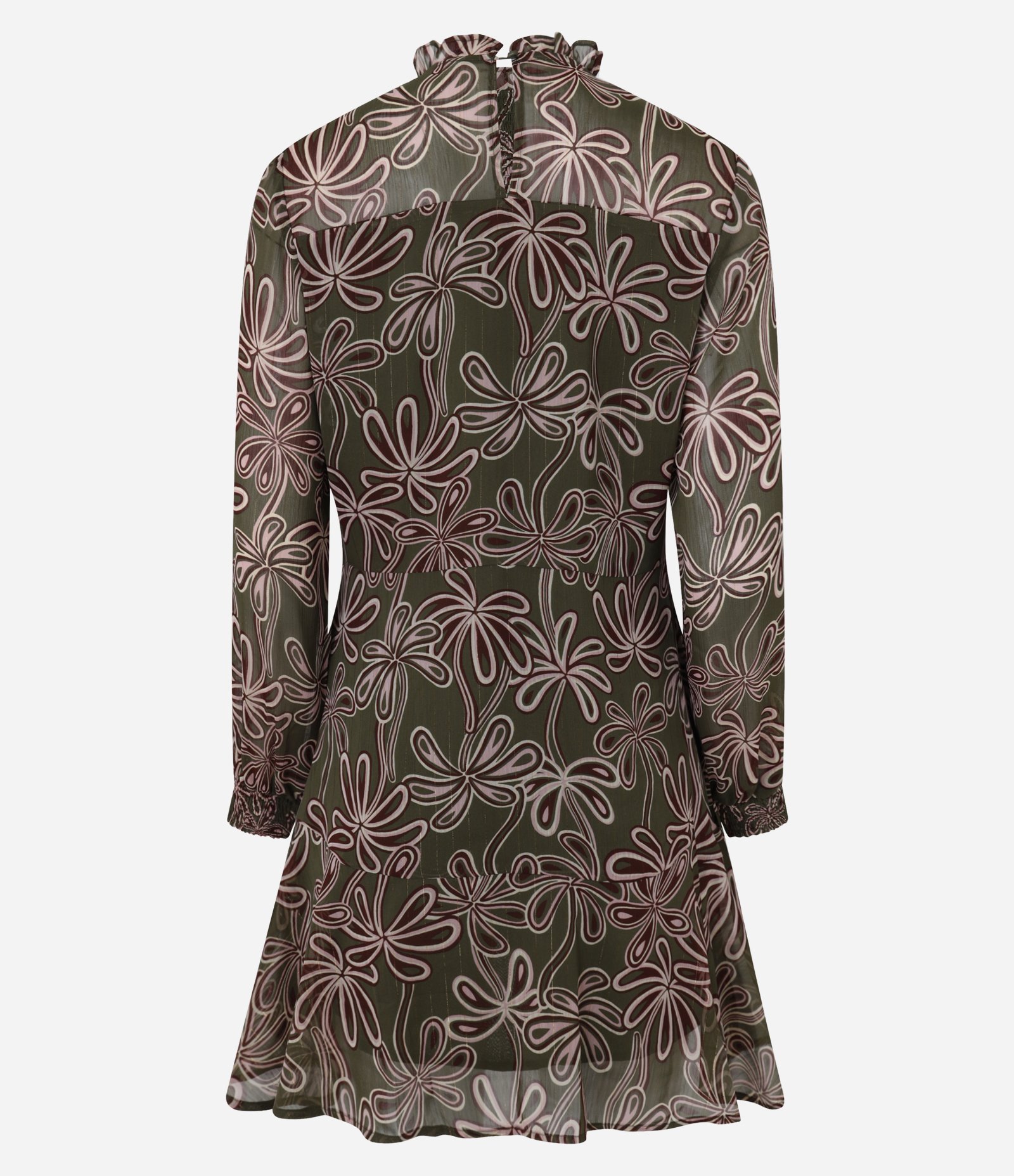 Vestido Curto em Crepe Georgette e Estampa de Tulipas Verde 8