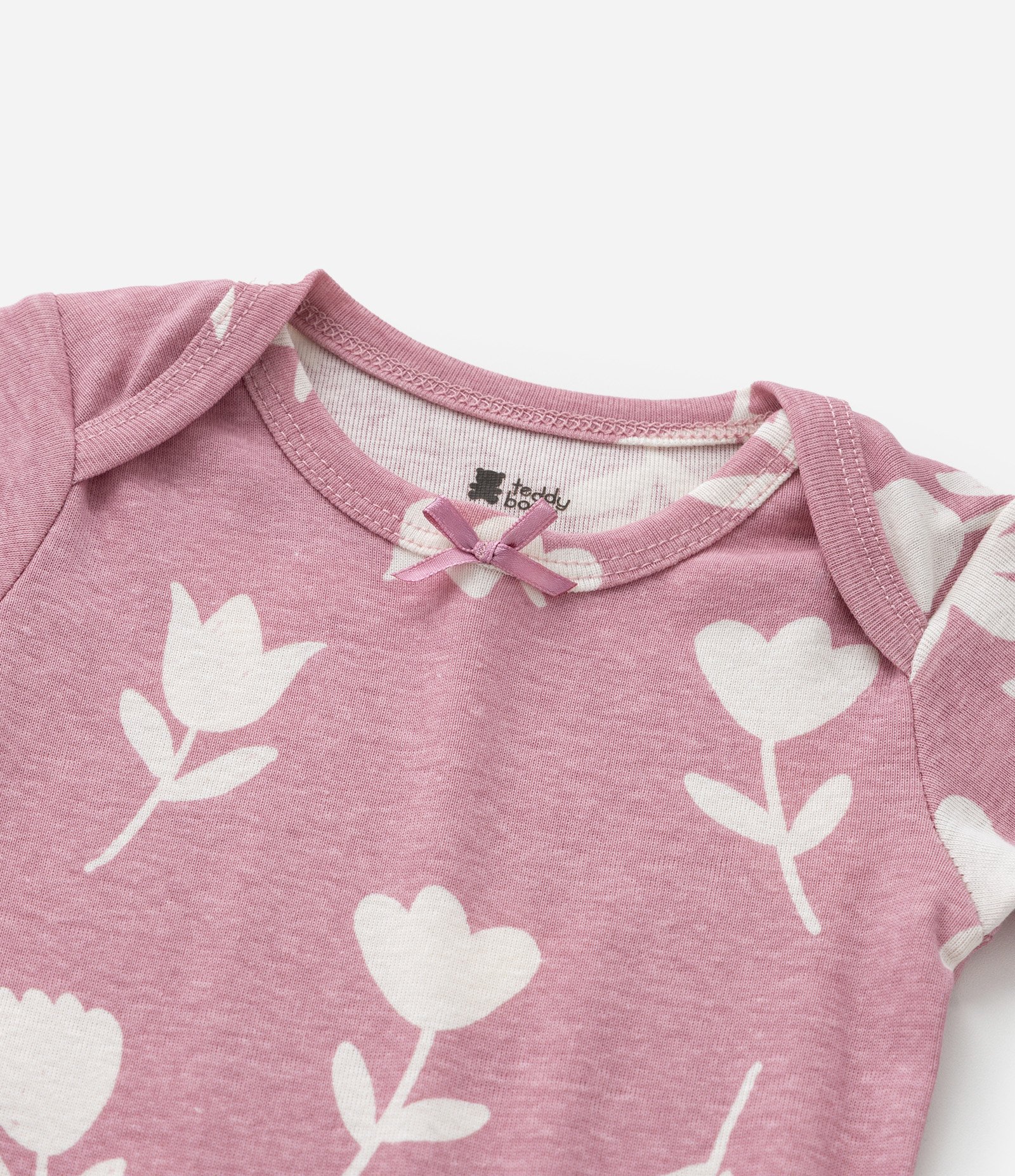 Body Infantil com Estampa de Florzinhas - Tam 0 a 18 meses Rosa 7