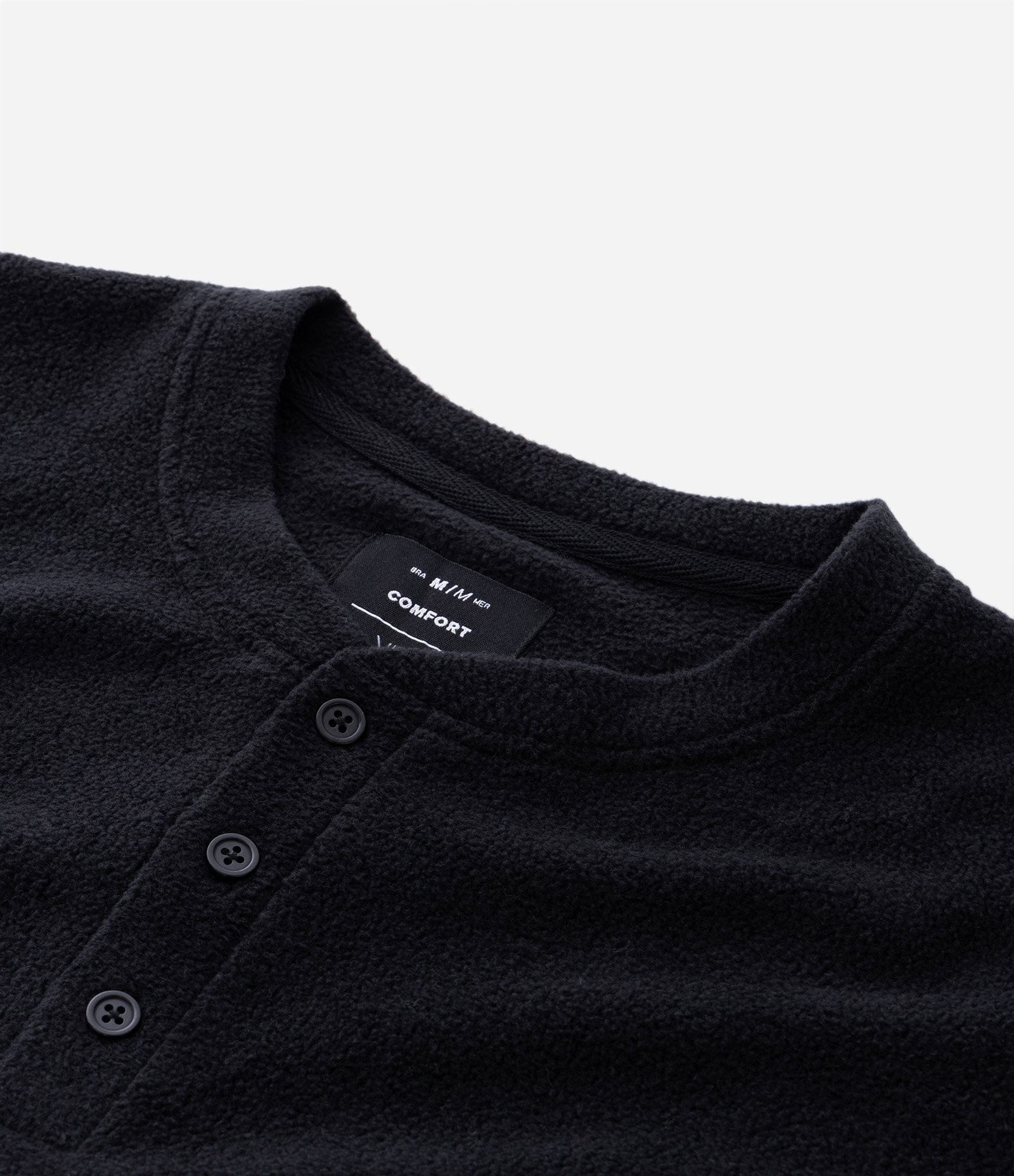 Camisa de Pijama em Plush com Botões Preto 10