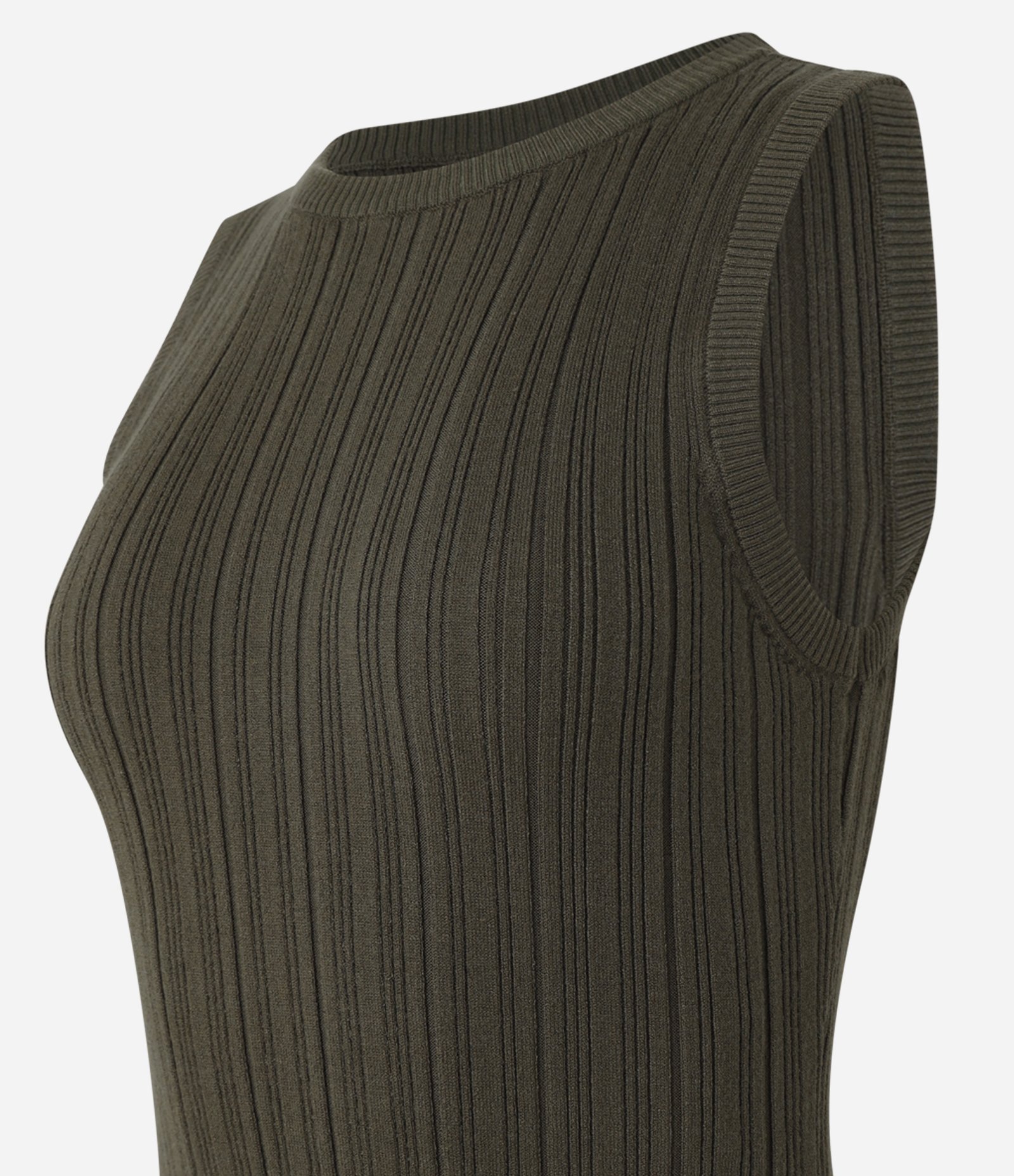 Vestido Curto em Tricô sem Manga Verde 5