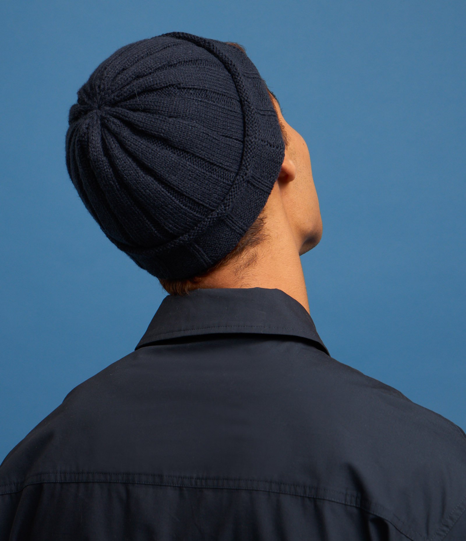 Touca Lenhador Tricô Canelado Azul 4