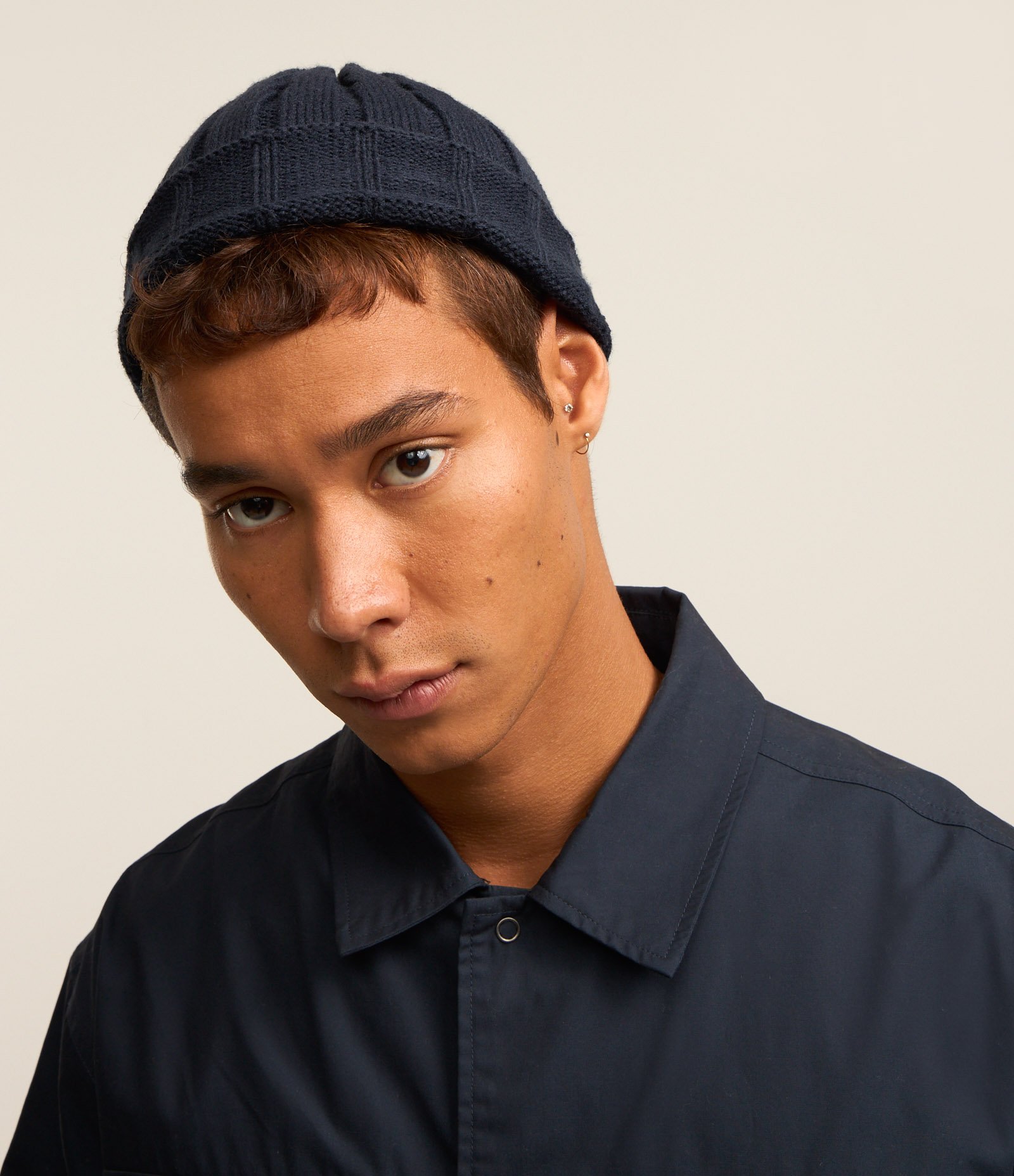 Touca Lenhador Tricô Canelado Azul 1