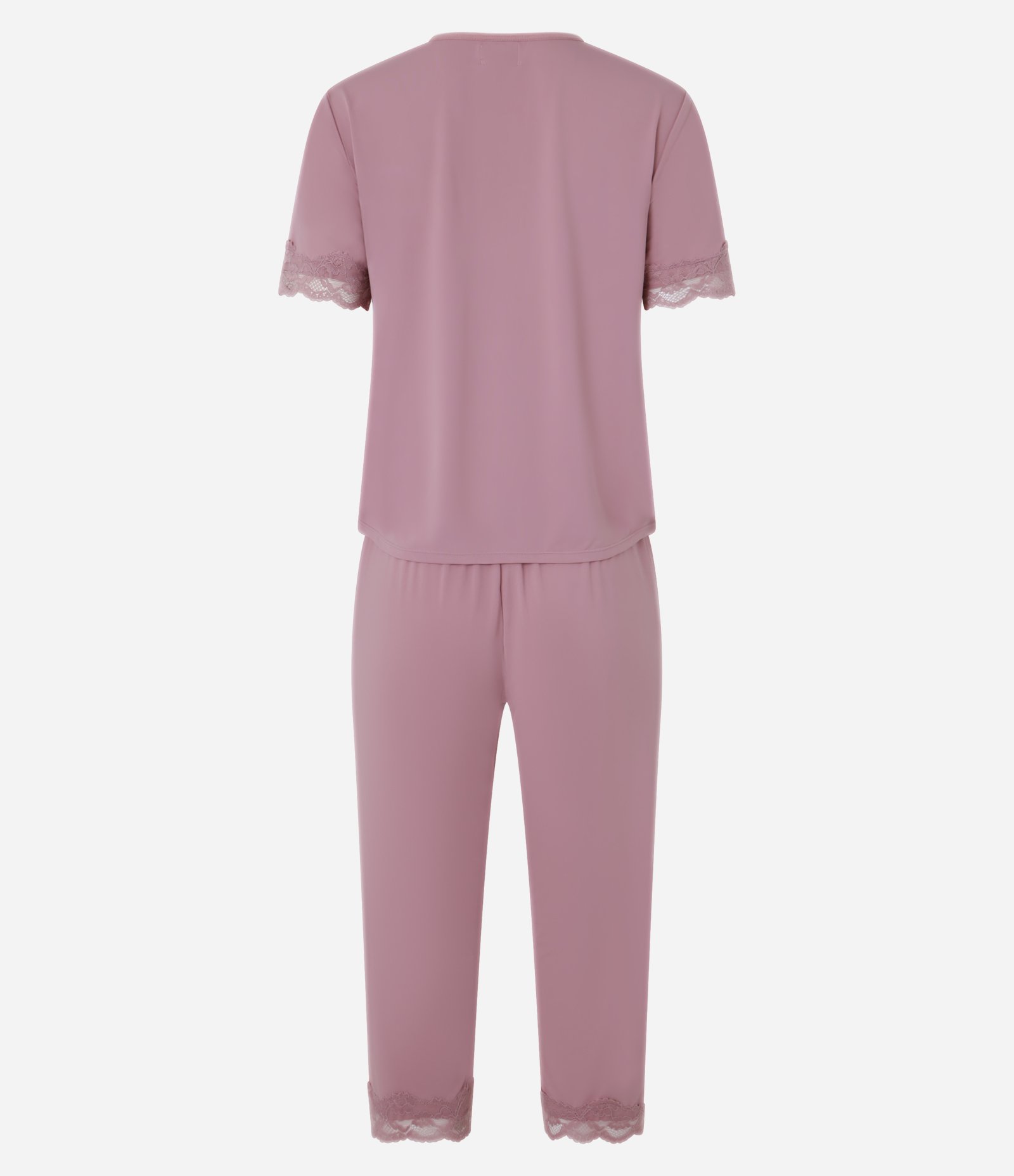 Pijama Capri em Microfibra com Detalhes de Renda Rosa 6