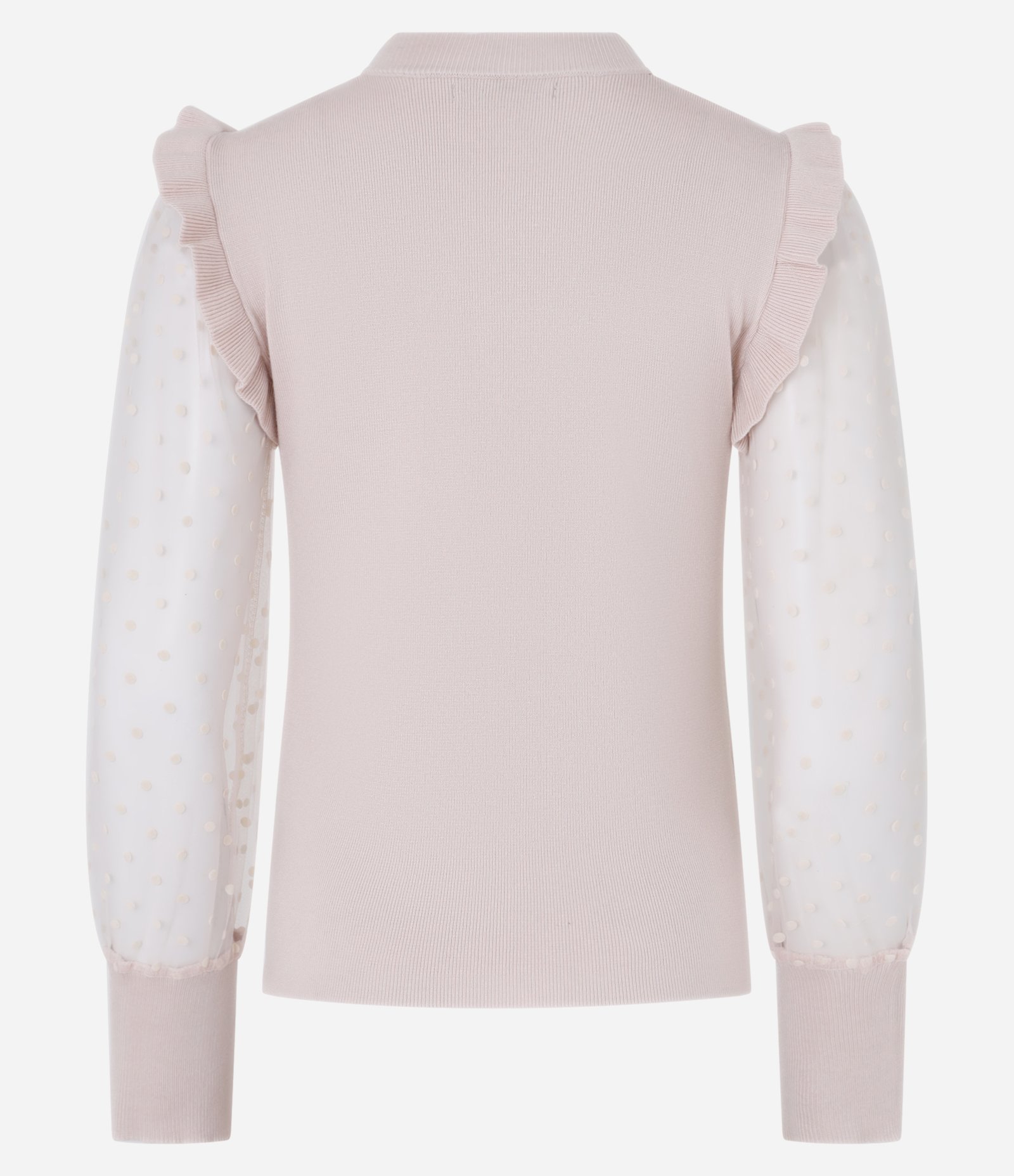 Blusa em Tricô com Poá na Manga Transparente Bege 7