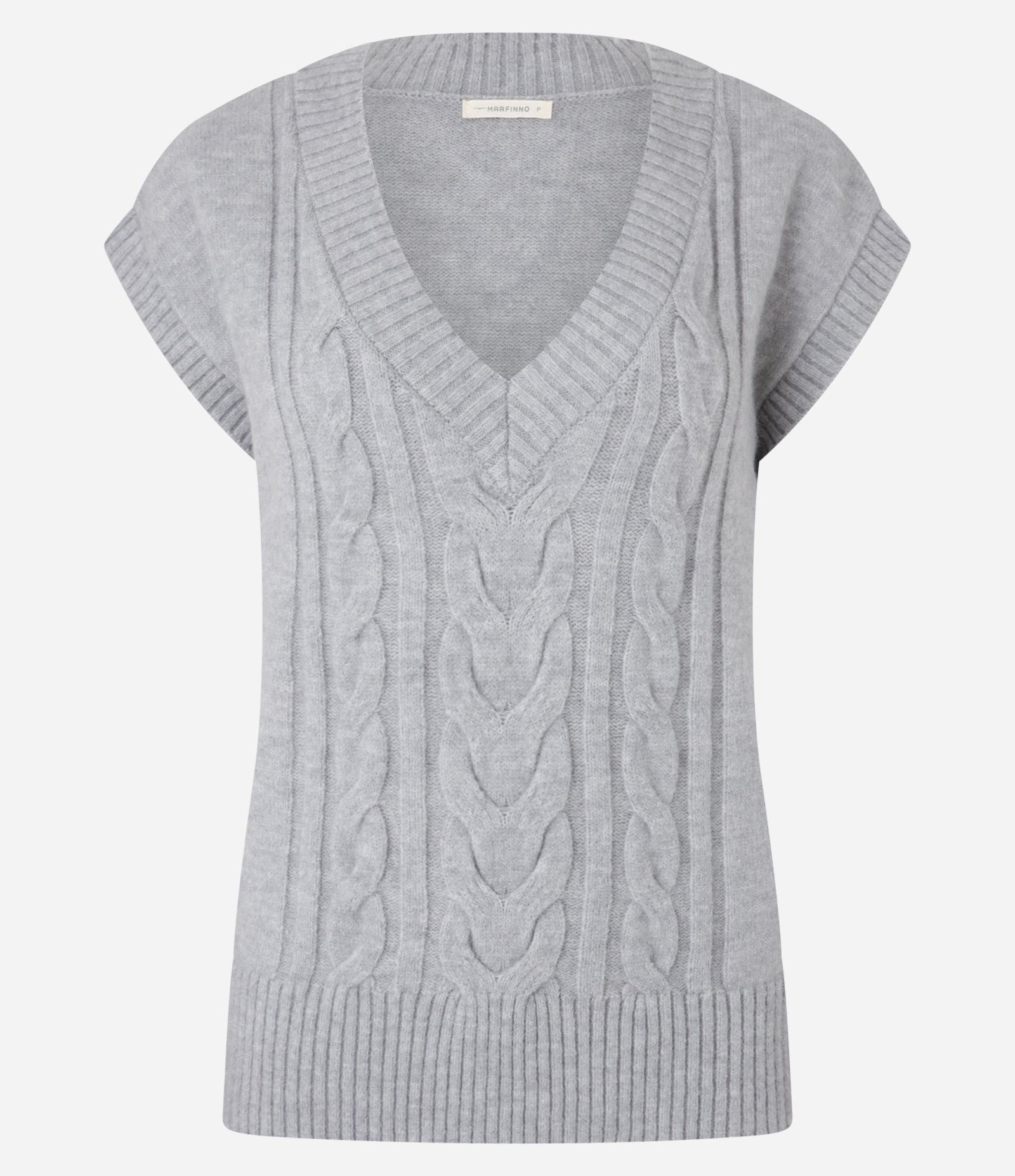 Colete em Tricô com Textura Diferenciada e Decote V Cinza 5