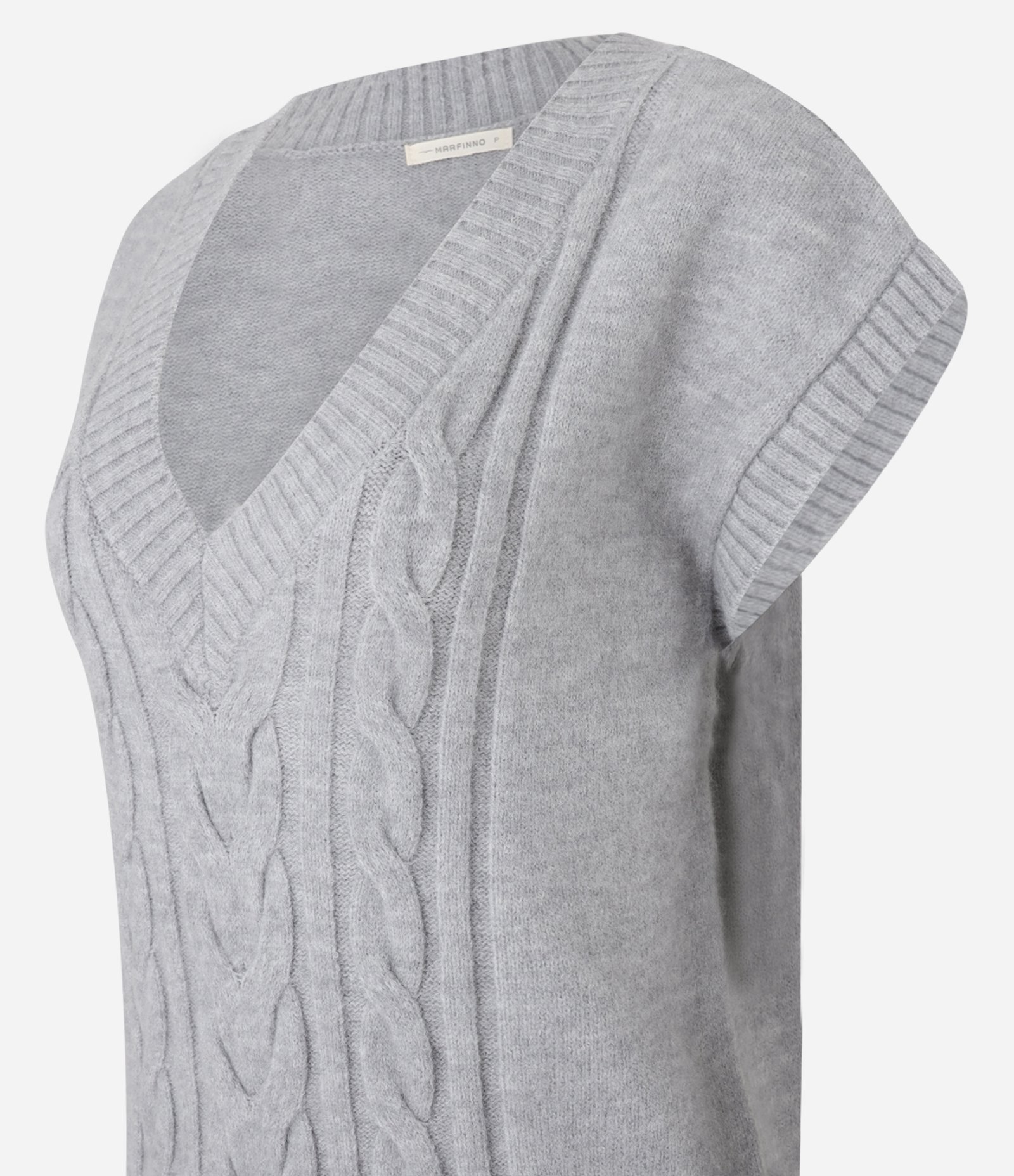 Colete em Tricô com Textura Diferenciada e Decote V Cinza 6