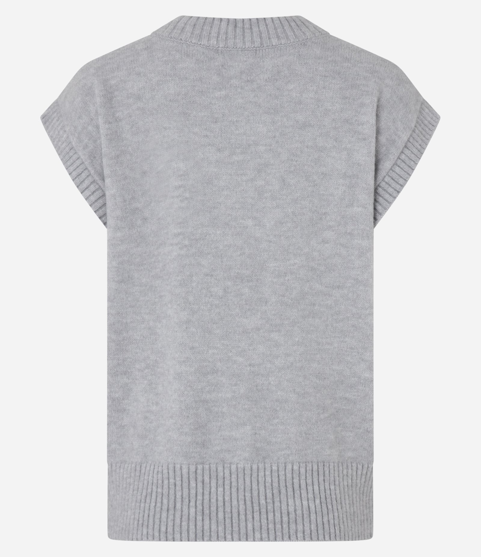 Colete em Tricô com Textura Diferenciada e Decote V Cinza 7