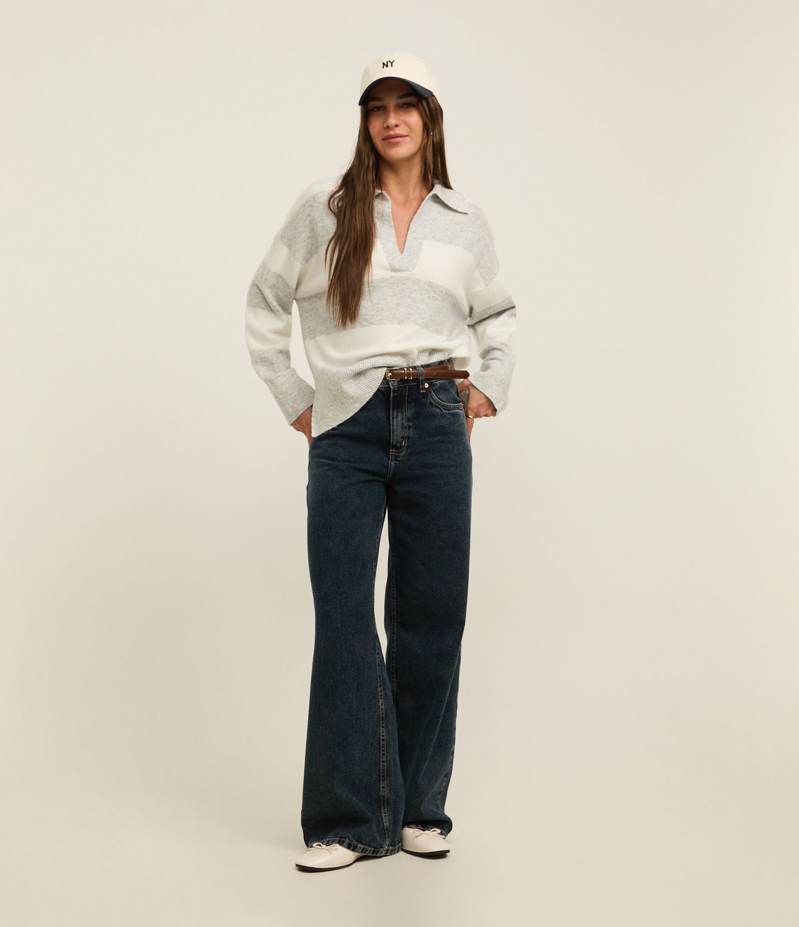 Suéter Listrado em Tricô com Gola Polo e Caimento Pesado 2