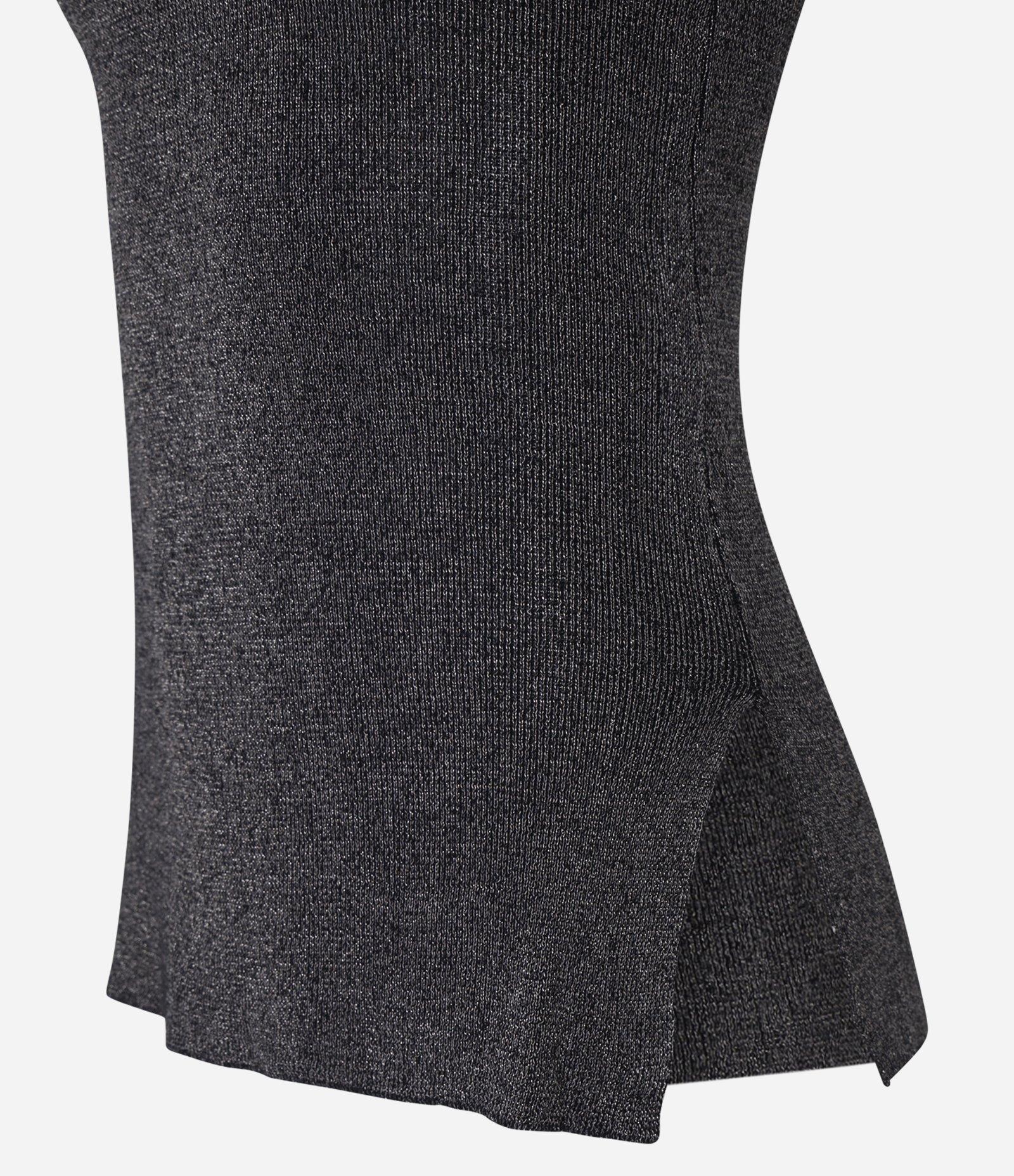 Suéter em Tricô com Fio Metalizado e Barra V Preto 11