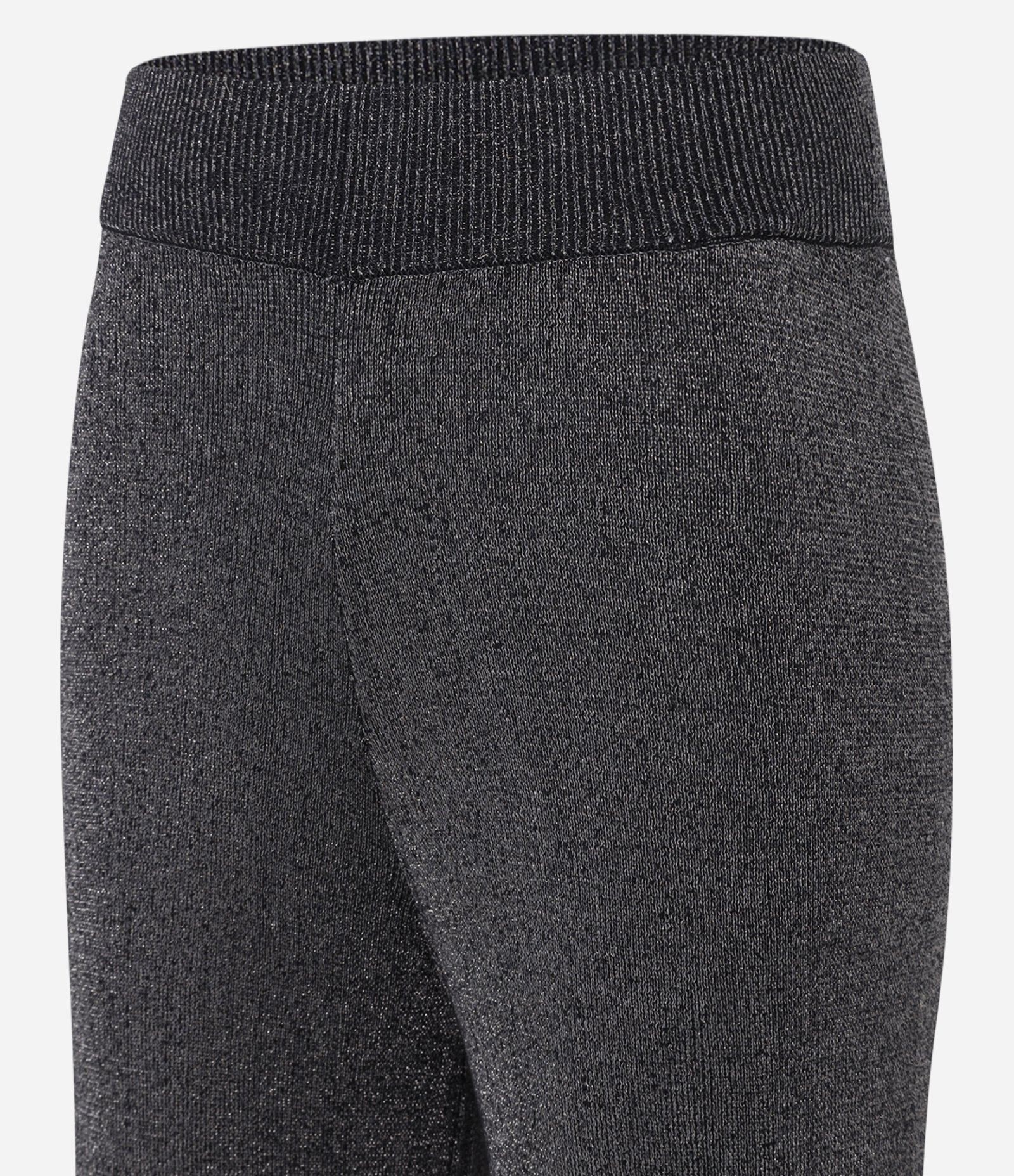 Calça Reta Cintura Alta em Tricô com Fio Metalizado Cinza 7