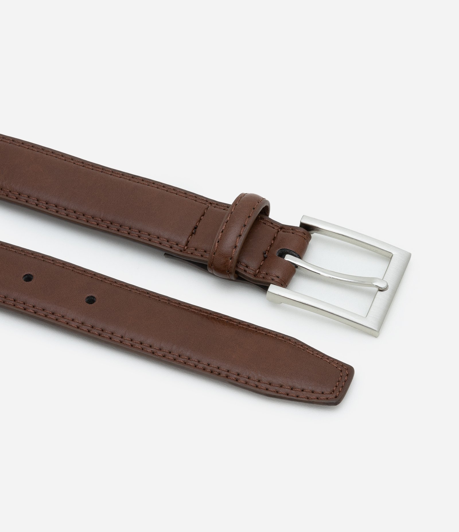 Cinto em Pu com Relevo e Fivela Quadrada Marrom 4