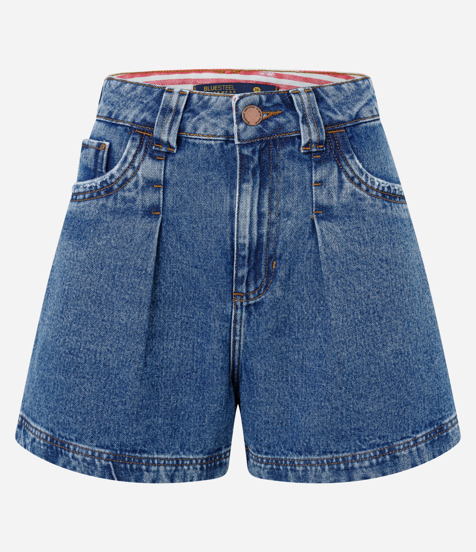 Short Mom em Jeans com Cós Interno Listradinho Azul 5