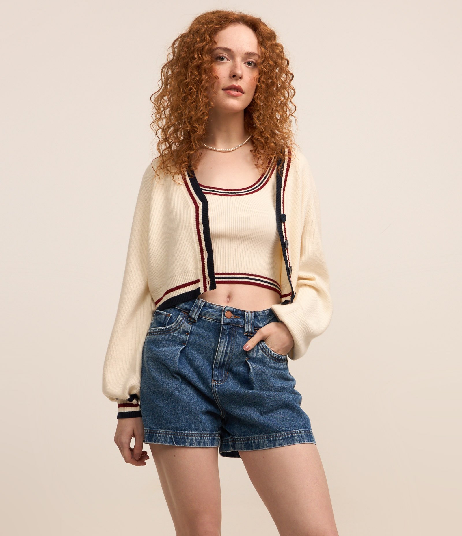 Short Mom em Jeans com Cós Interno Listradinho Azul 2