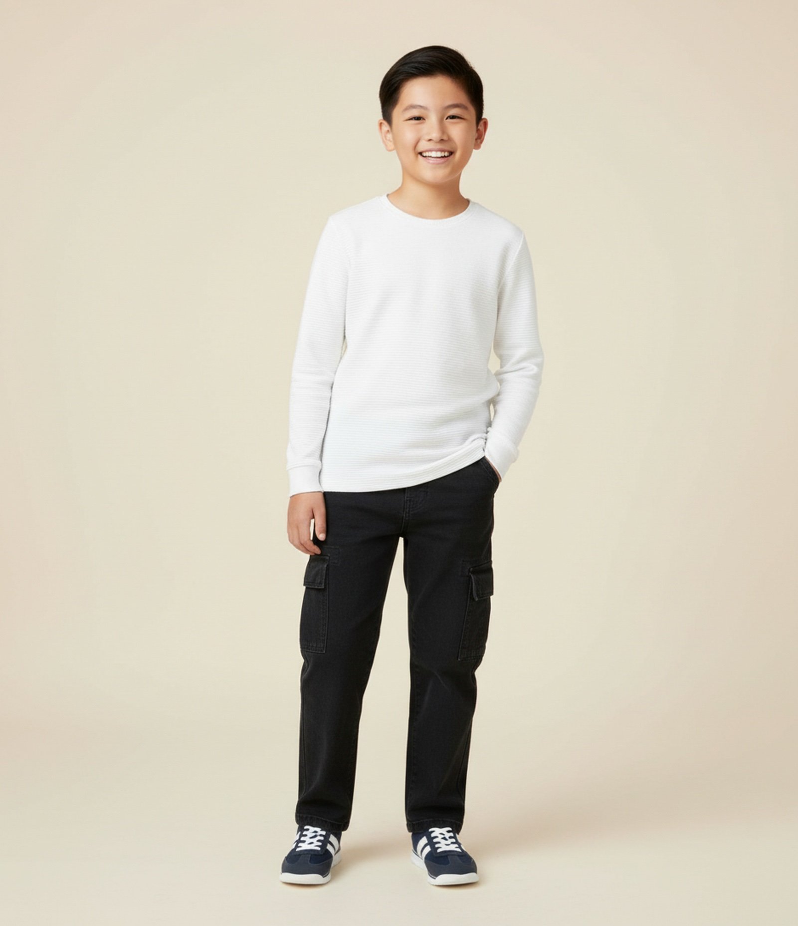 Camiseta Infantil Texturizada com Etiqueta na Barra - Tam 5 a 14 Anos Branco 2