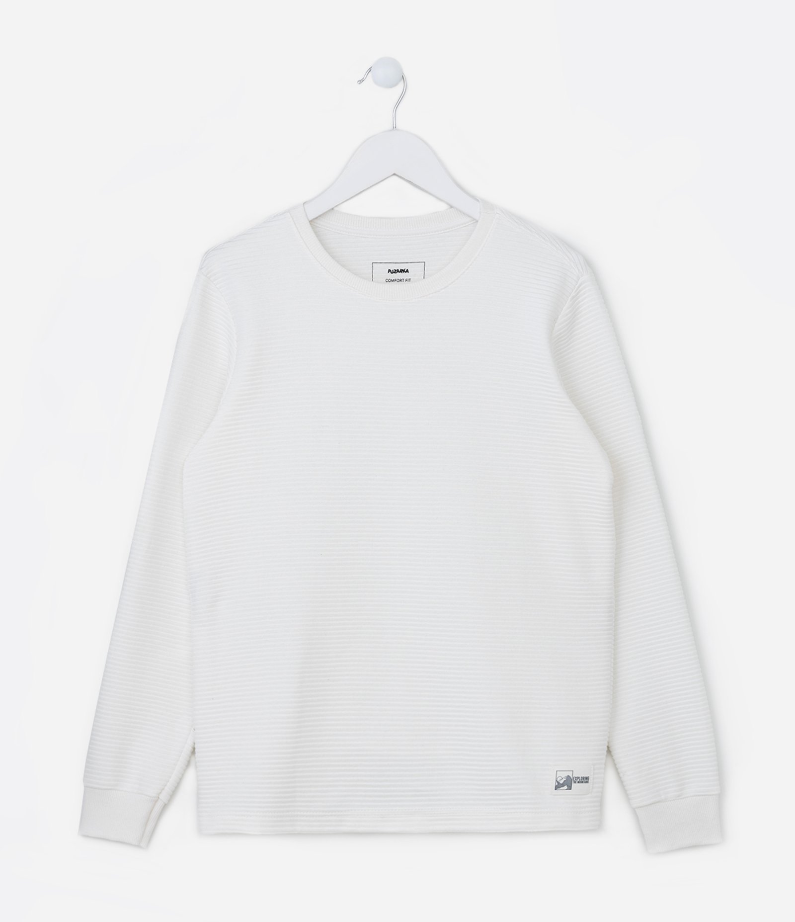 Camiseta Infantil Texturizada com Etiqueta na Barra - Tam 5 a 14 Anos Branco 1