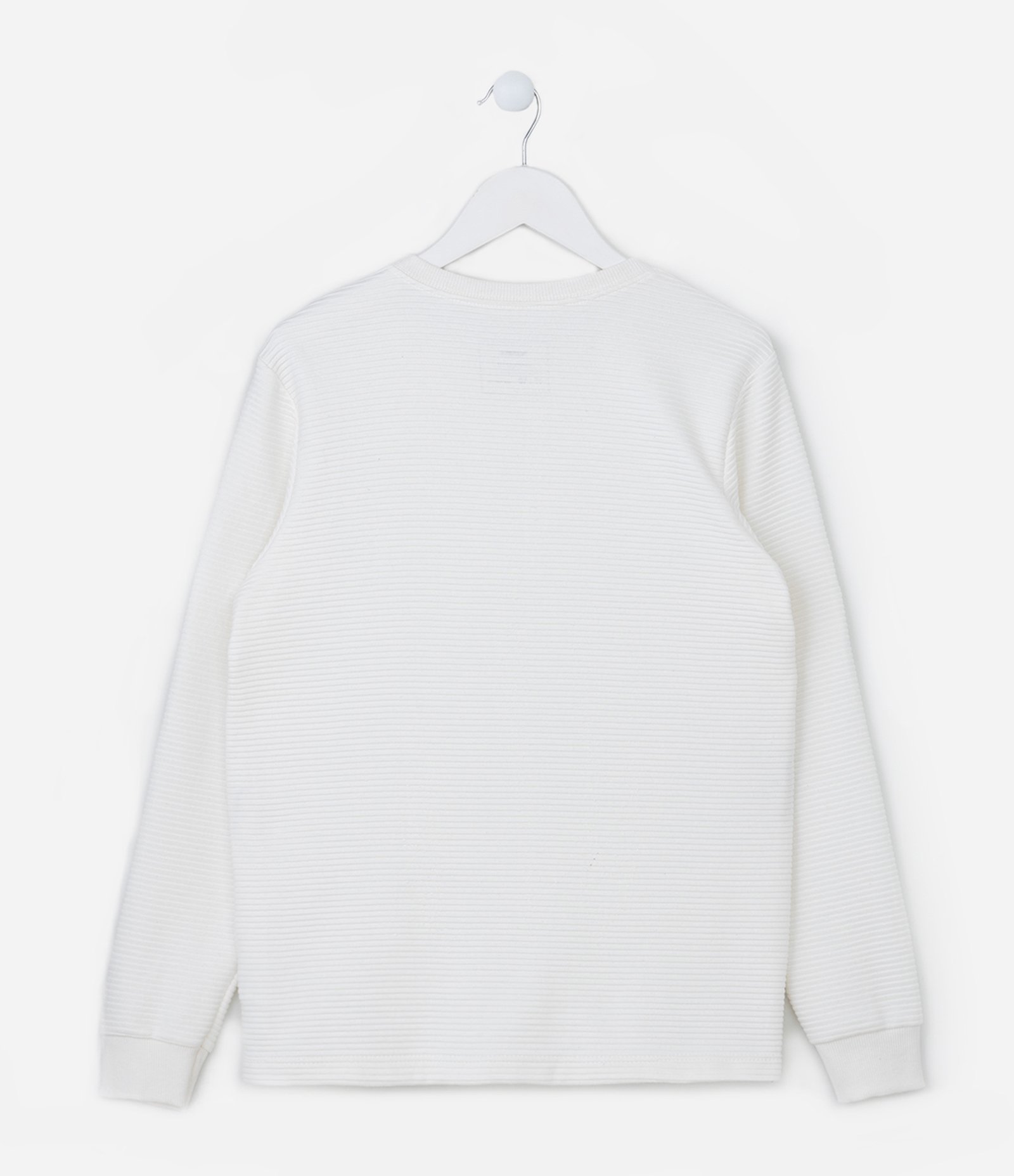 Camiseta Infantil Texturizada com Etiqueta na Barra - Tam 5 a 14 Anos Branco 2