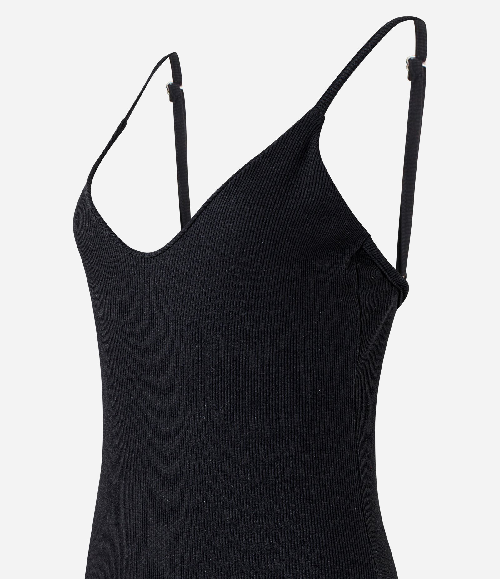 Vestido Longo em Ribana com Saia Rendada Geométrica Preto 7