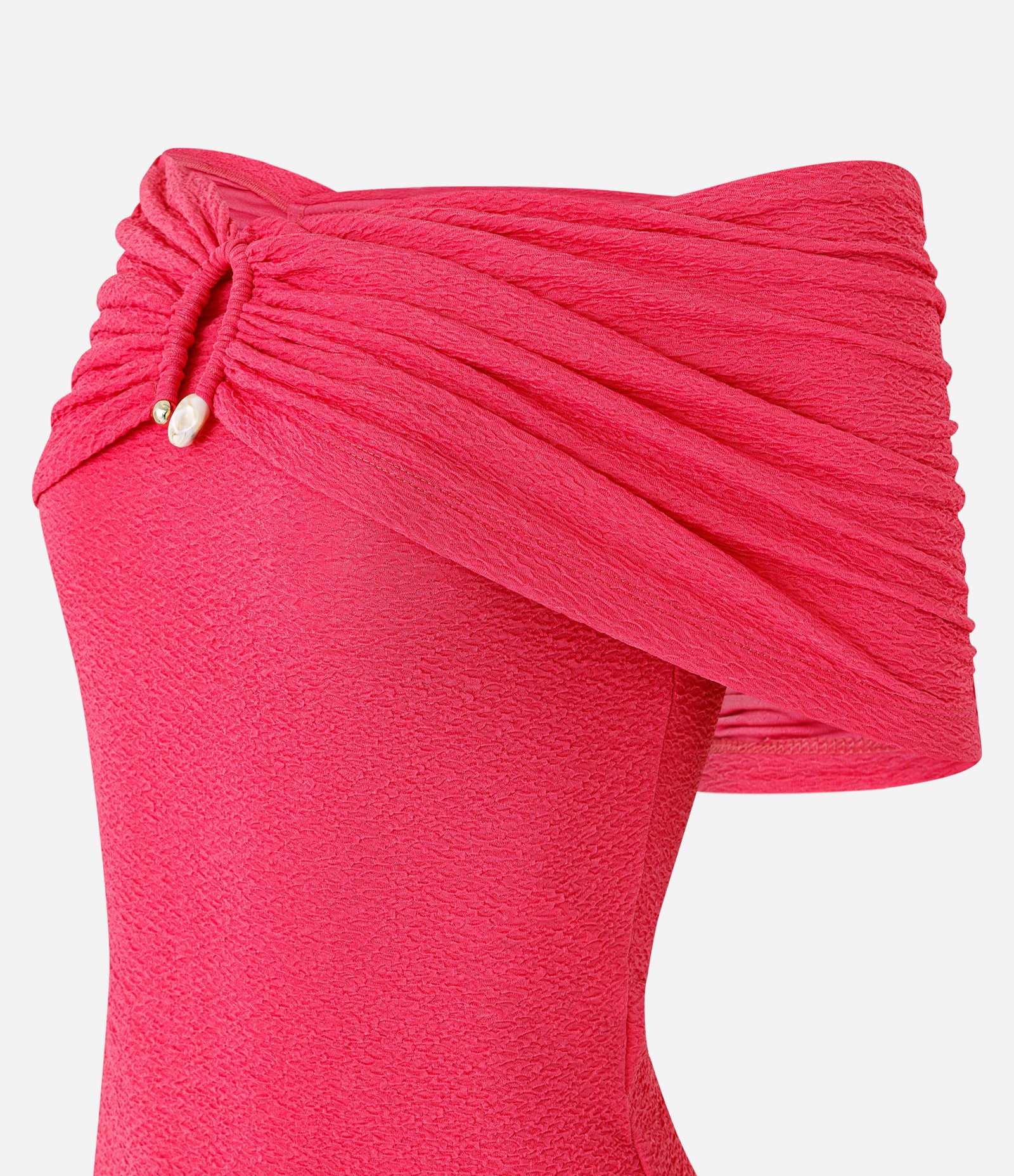 Blusa Ombro a Ombro Texturizada com Argola no Decote Rosa 2