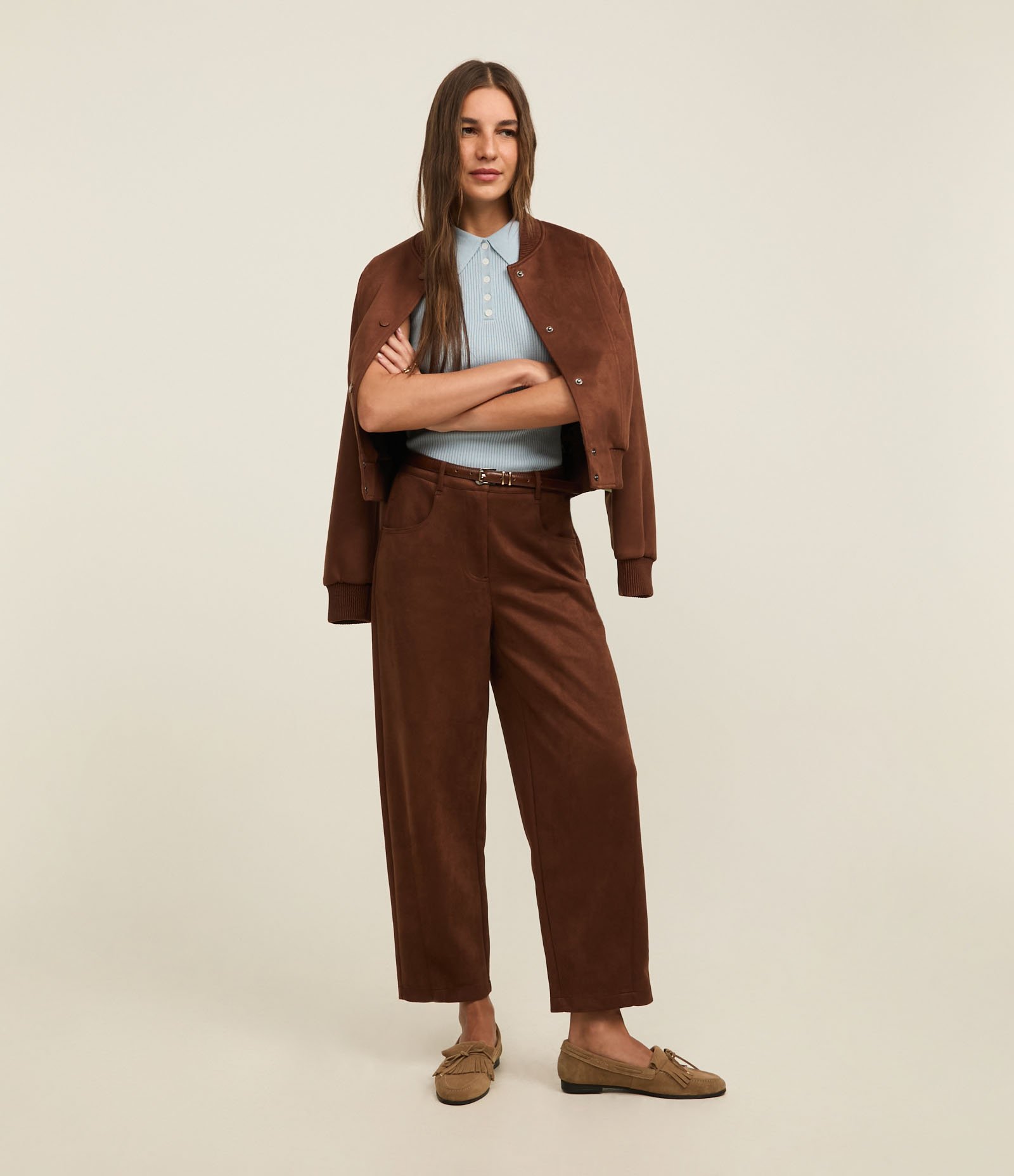 Blusa Canelada em Tricô com Gola Polo Azul 1