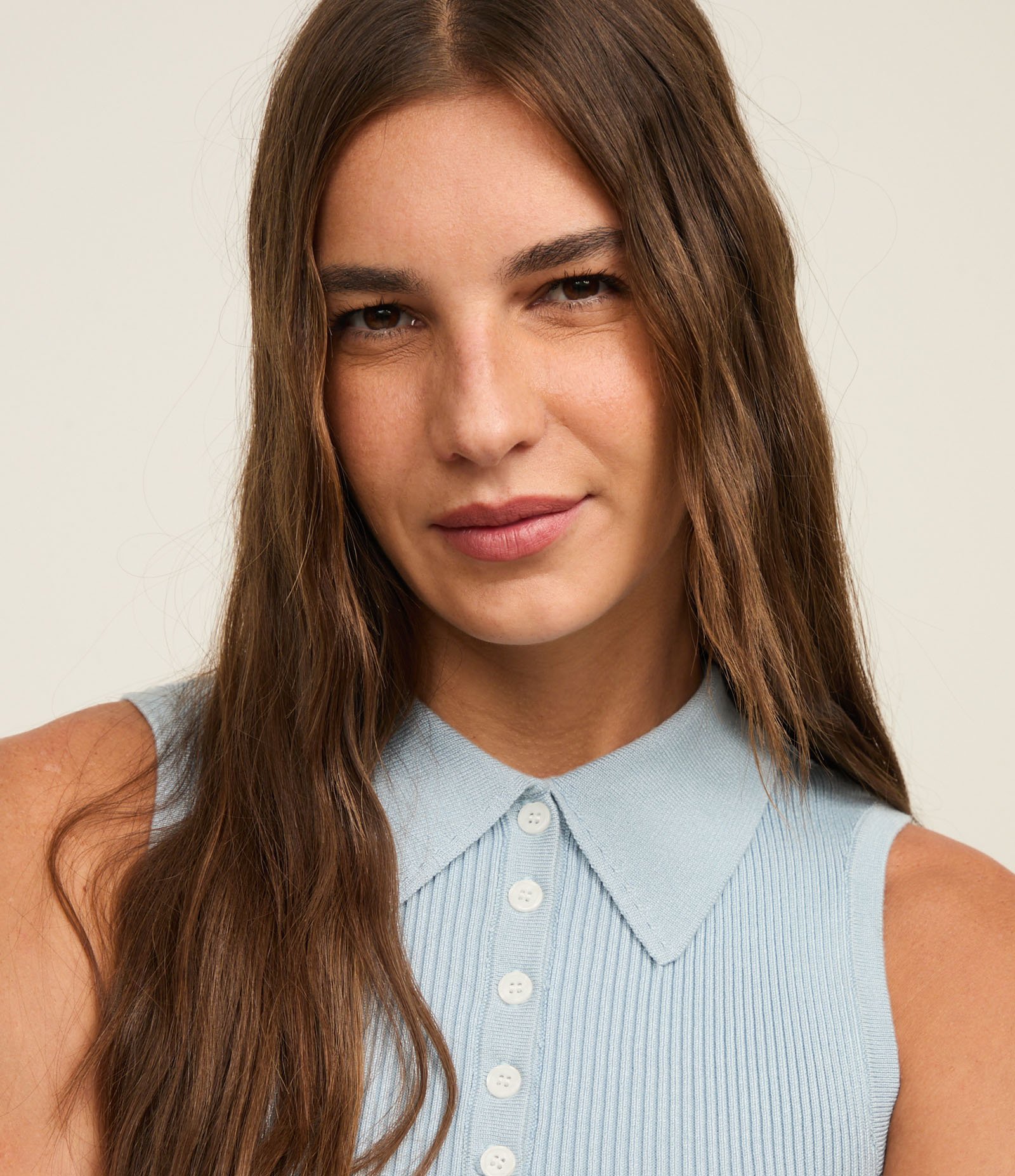 Blusa Canelada em Tricô com Gola Polo Azul 4