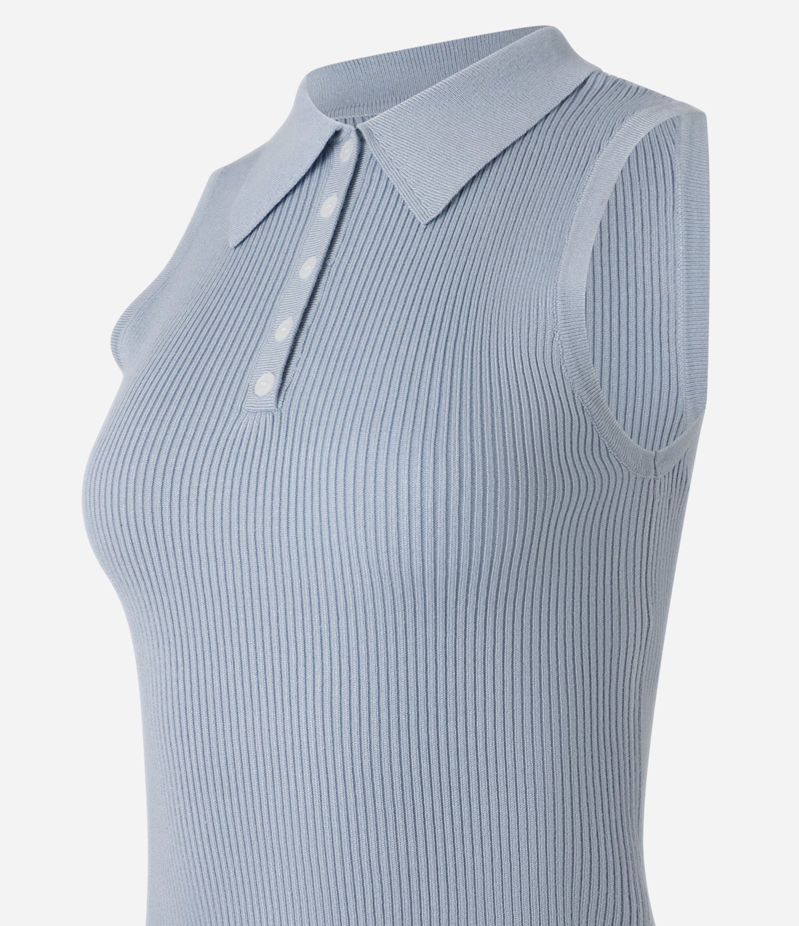 Blusa Canelada em Tricô com Gola Polo Azul 6