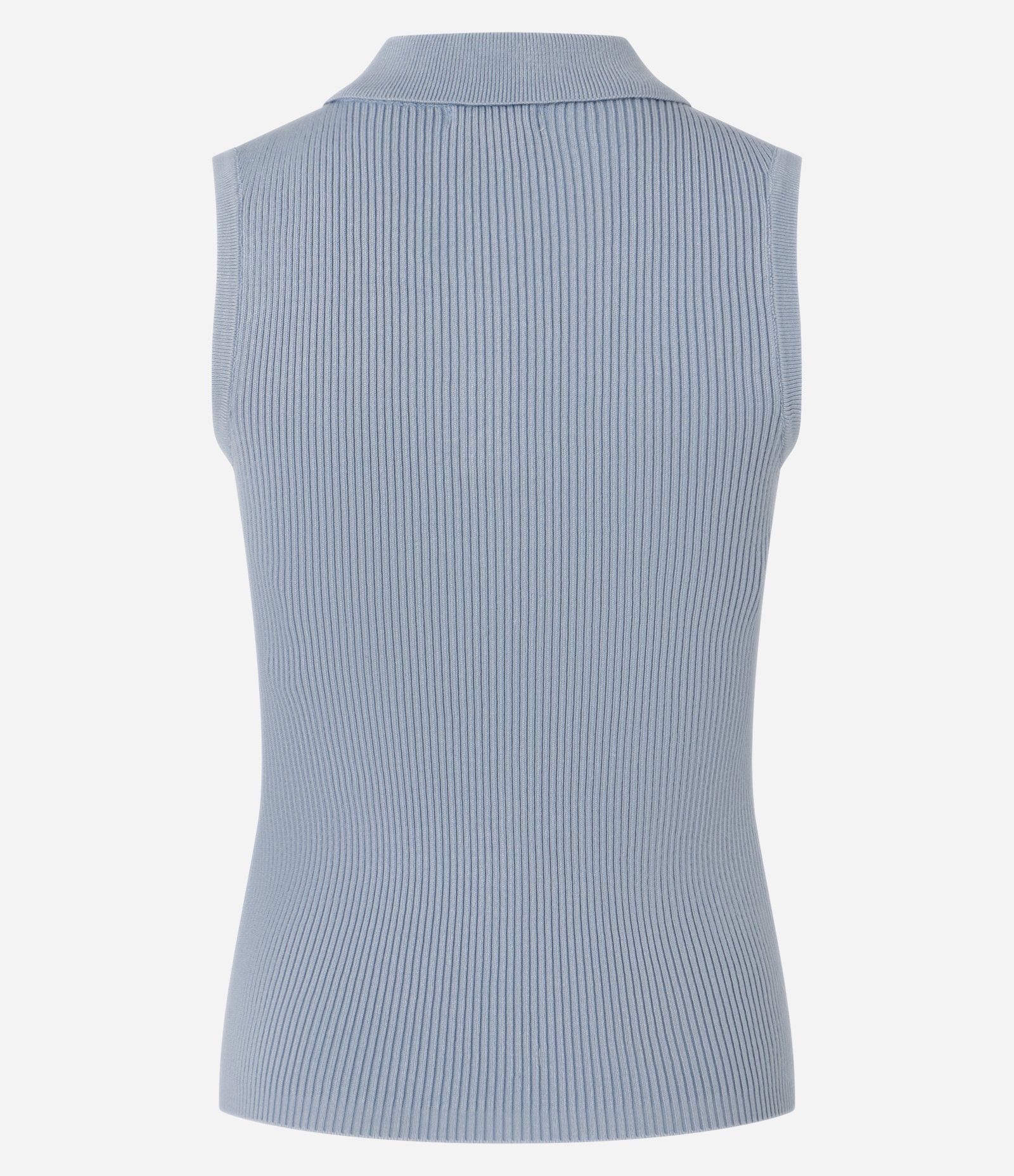 Blusa Canelada em Tricô com Gola Polo Azul 7