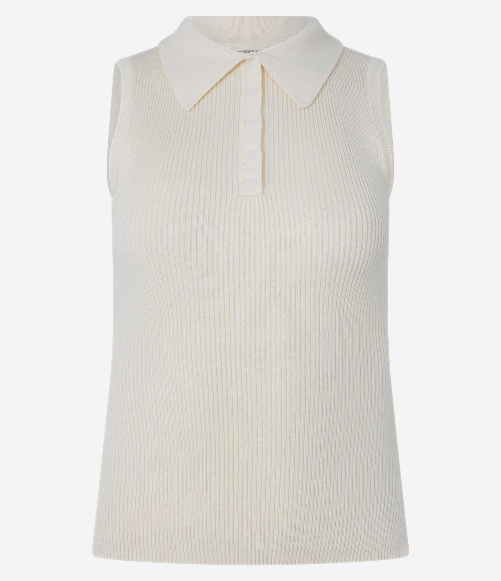 Blusa Canelada em Tricô com Gola Polo Off White 5