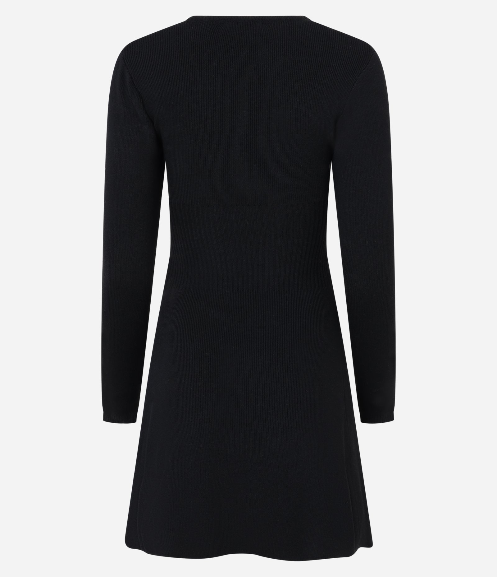 Vestido Curto em Tricô Canelado com Decote Quadrado Preto 8