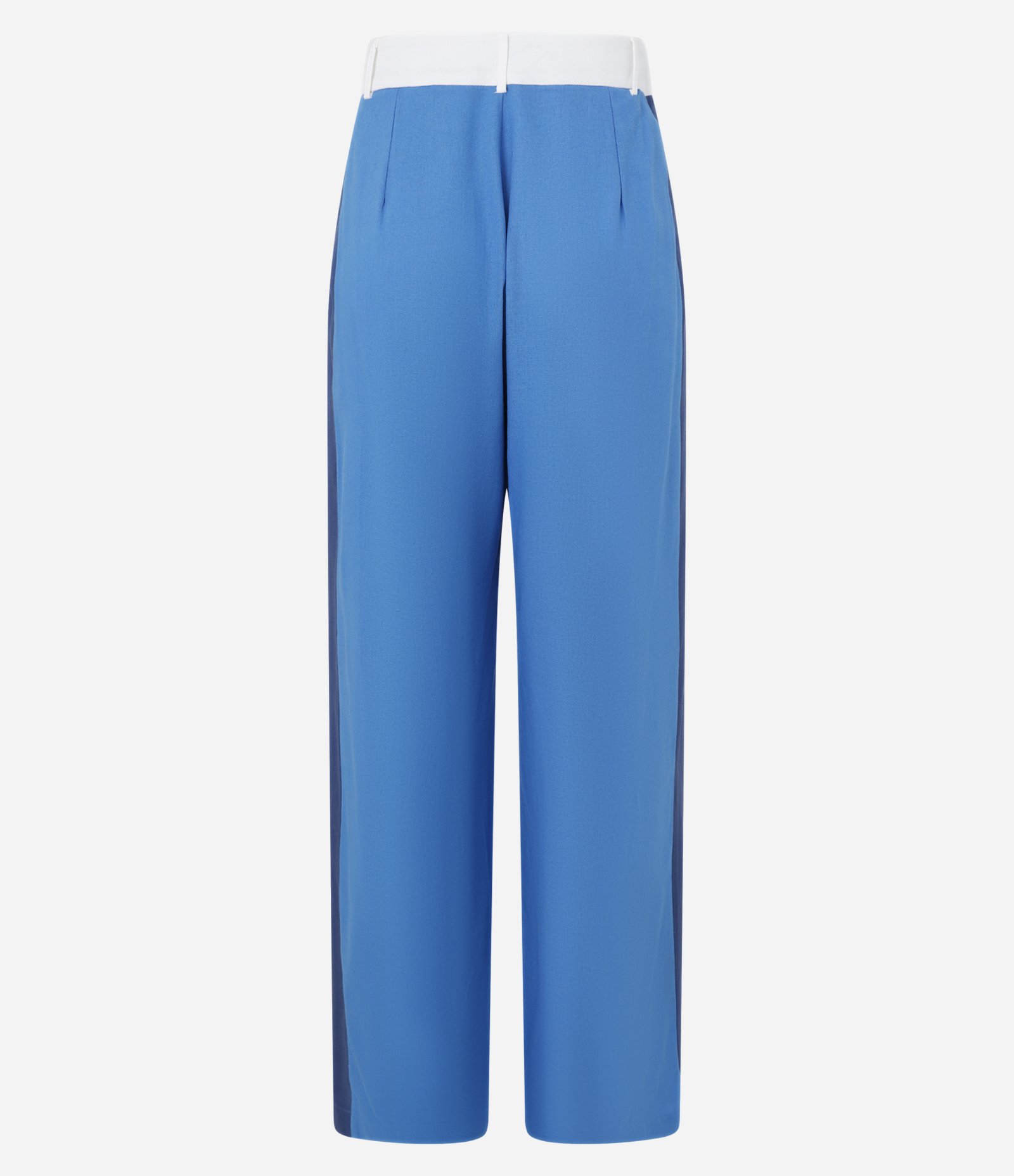 Calça Wide Leg em Viscose e Linho com Blocos de Cor Azul 6