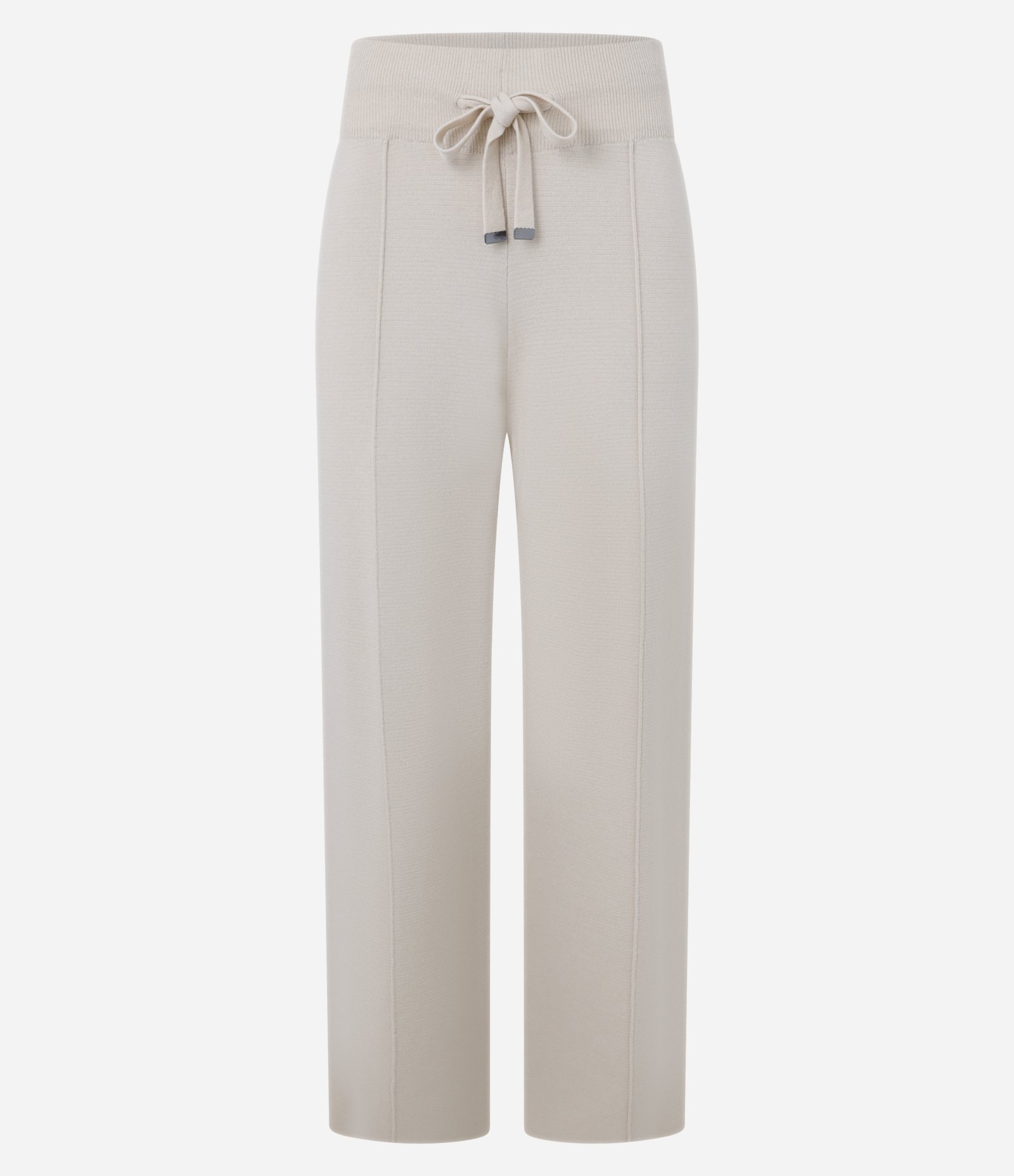 Calça Wide Leg em Tricô com Cós de Ribana e Frisos 5