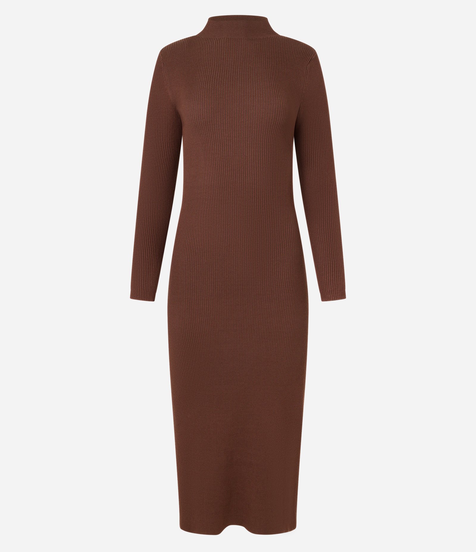 Vestido Long Midi em Tricô com Gola Alta Marrom 8