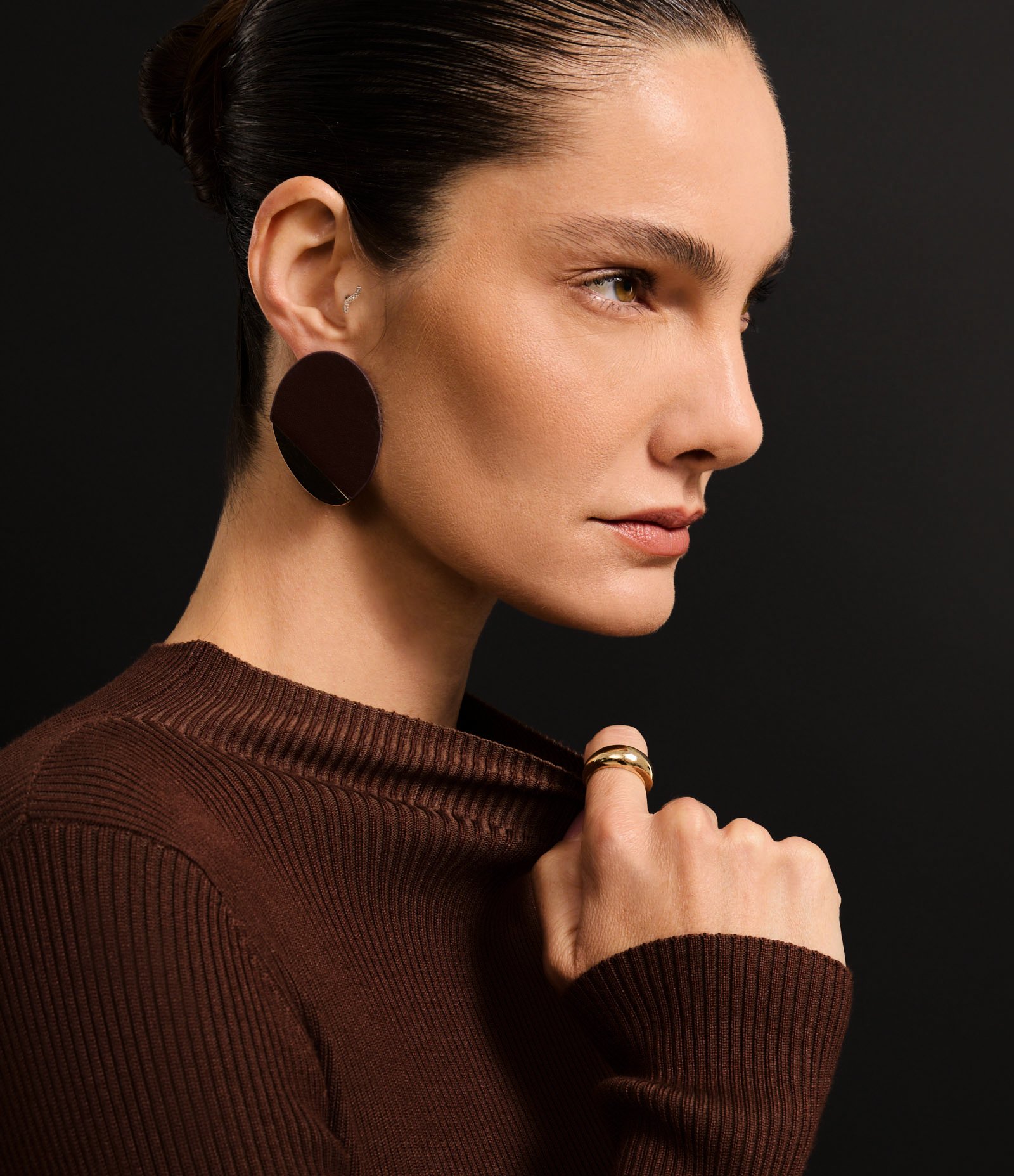 Vestido Long Midi em Tricô com Gola Alta Marrom 6