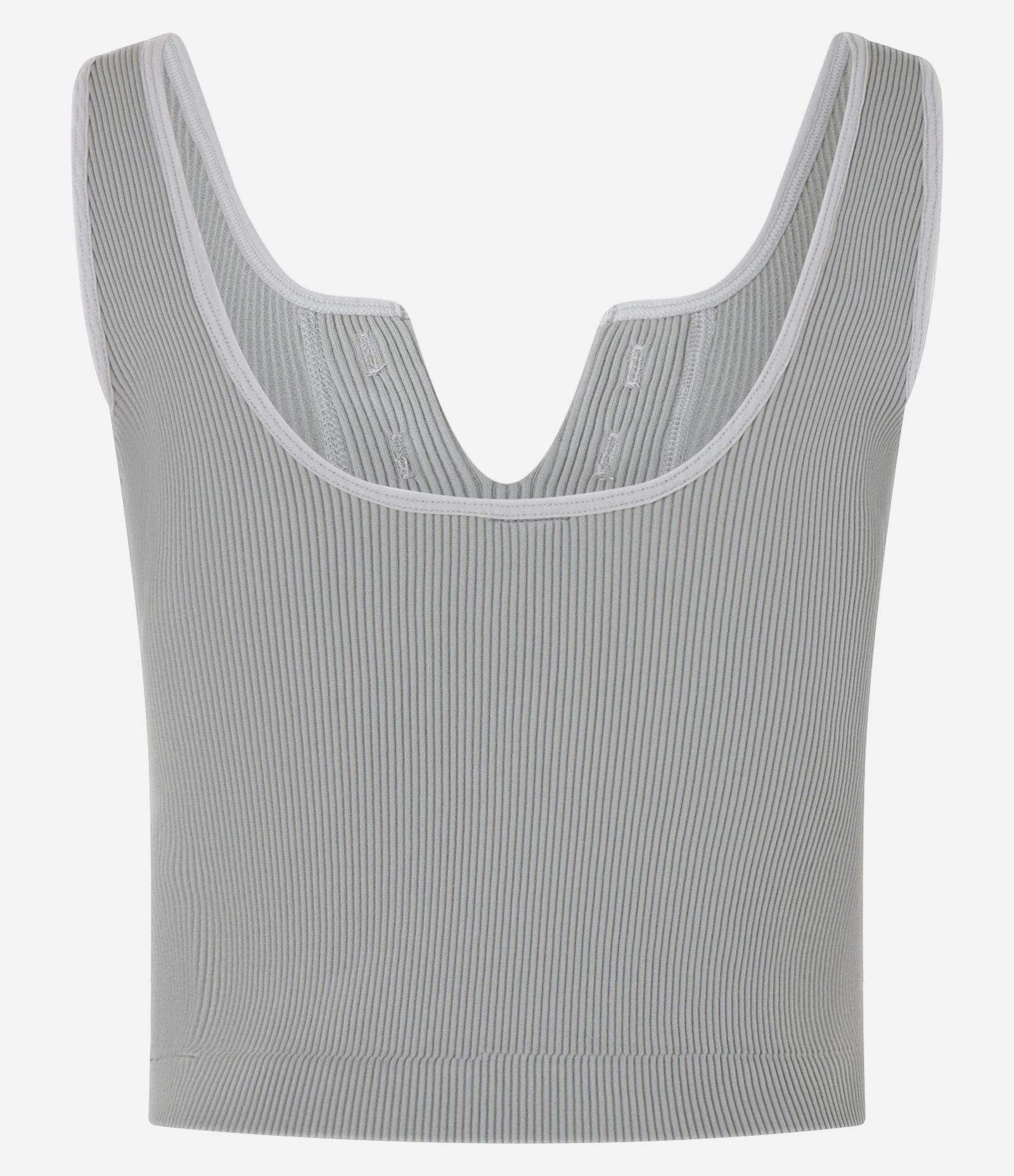 Blusa Seamless com Recorte V e Detalhes Contrastantes Cinza 3