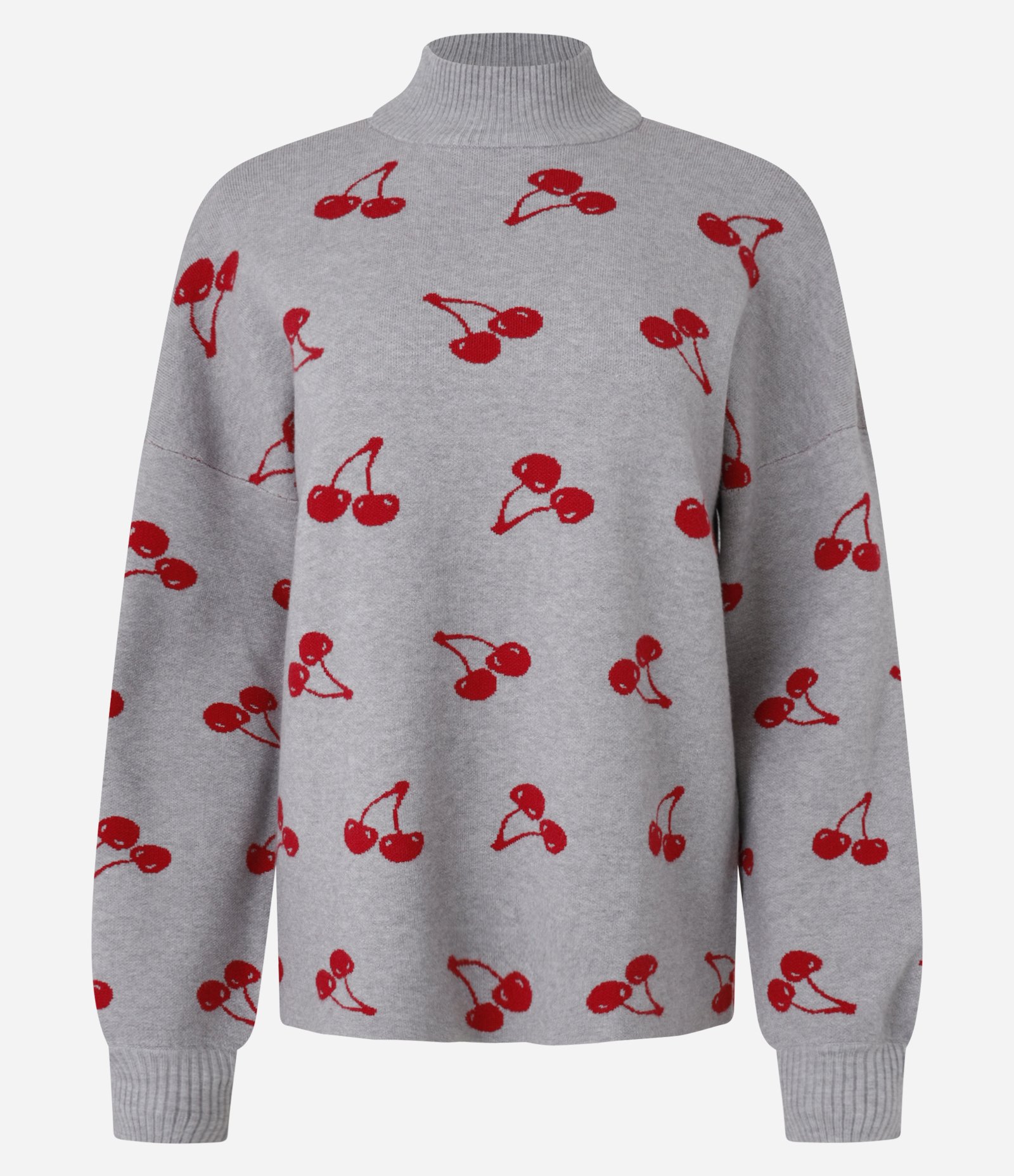 Blusão em Jacquard com Estampa de Cerejinhas Cinza 4