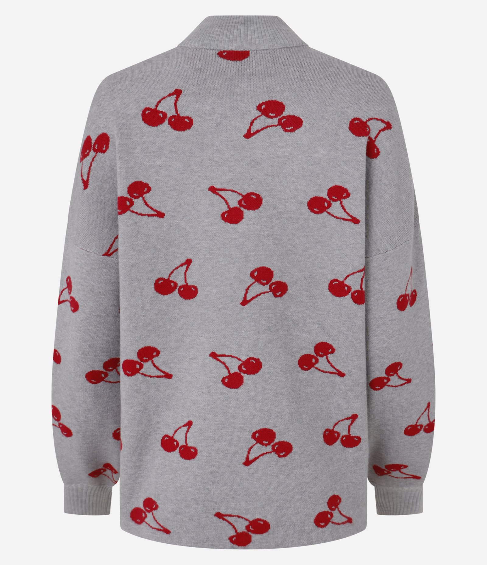 Blusão em Jacquard com Estampa de Cerejinhas Cinza 5