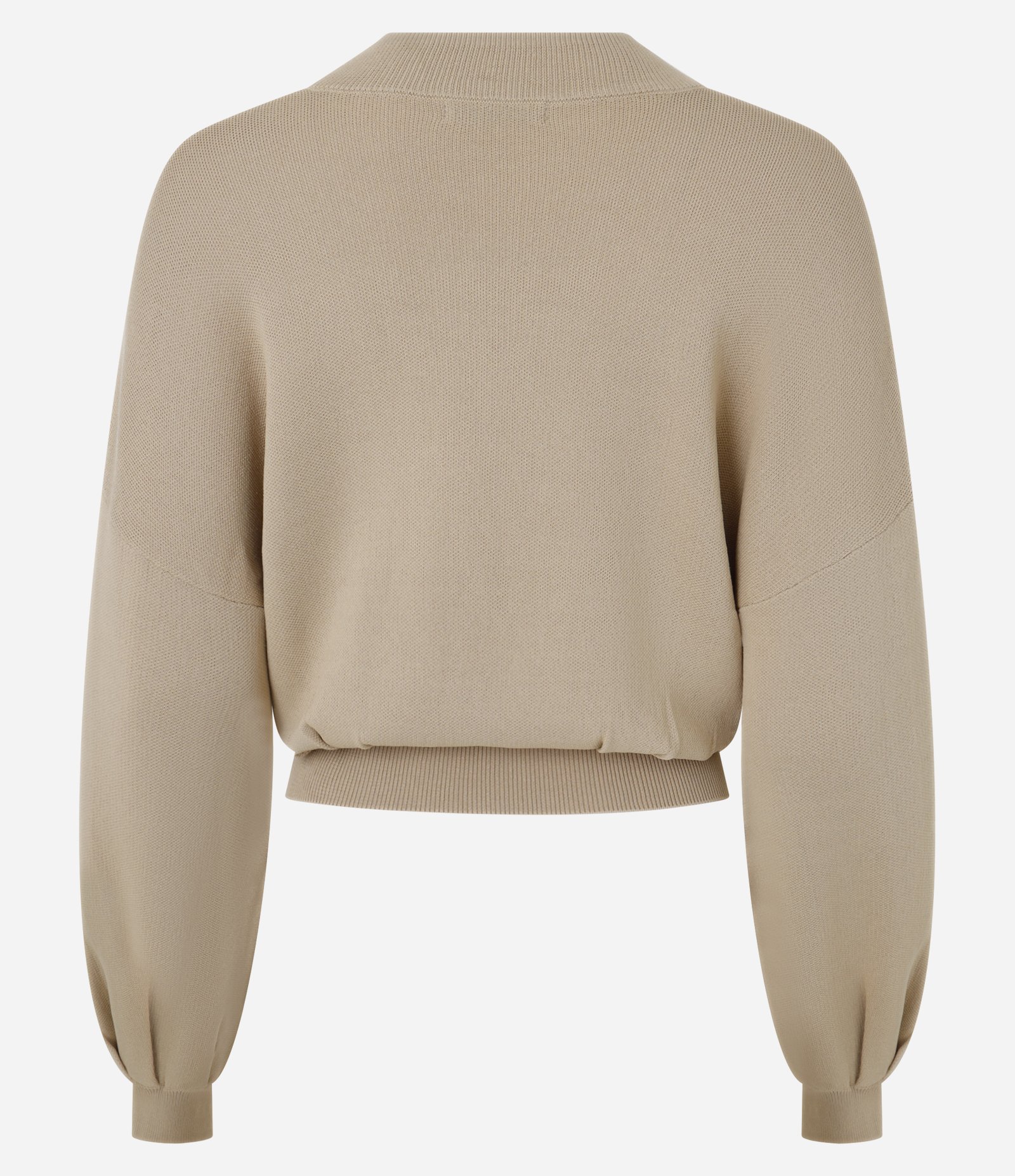 Blusa em Tricô com Cava Deslocada e Pregas na Barra Bege 9