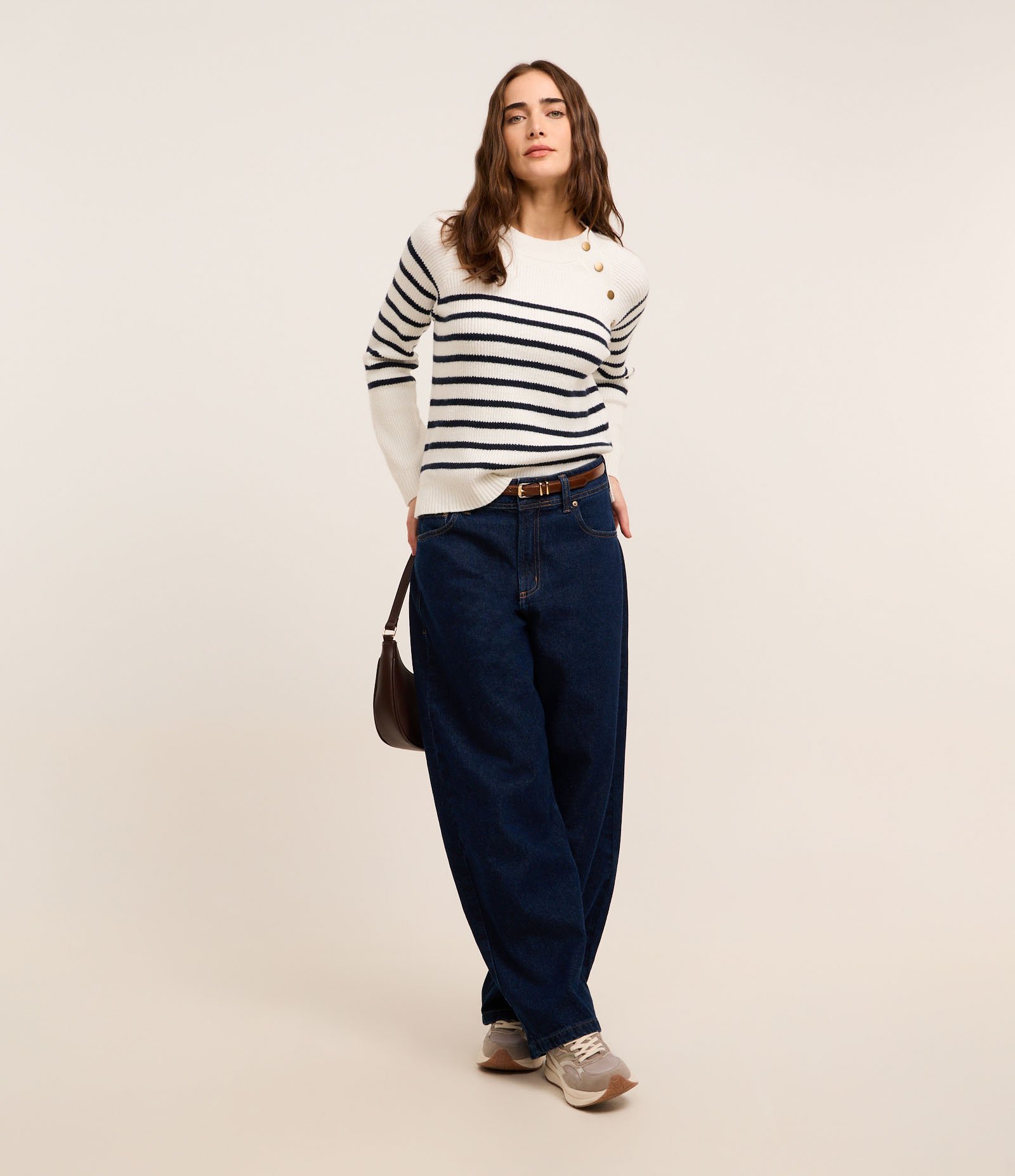 Suéter em Tricô com Botões na Cava e Estampa Listras 2