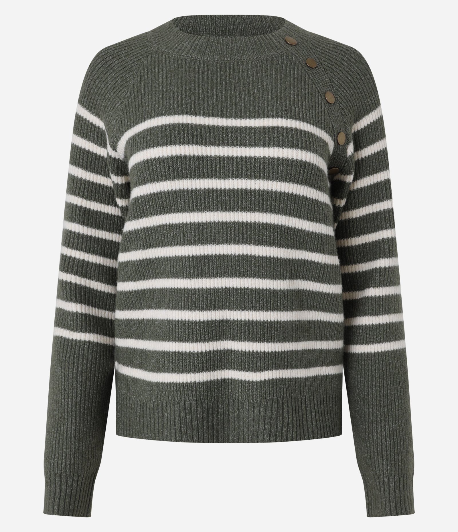 Suéter em Tricô com Botões na Cava e Estampa Listras Verde/Branco 5
