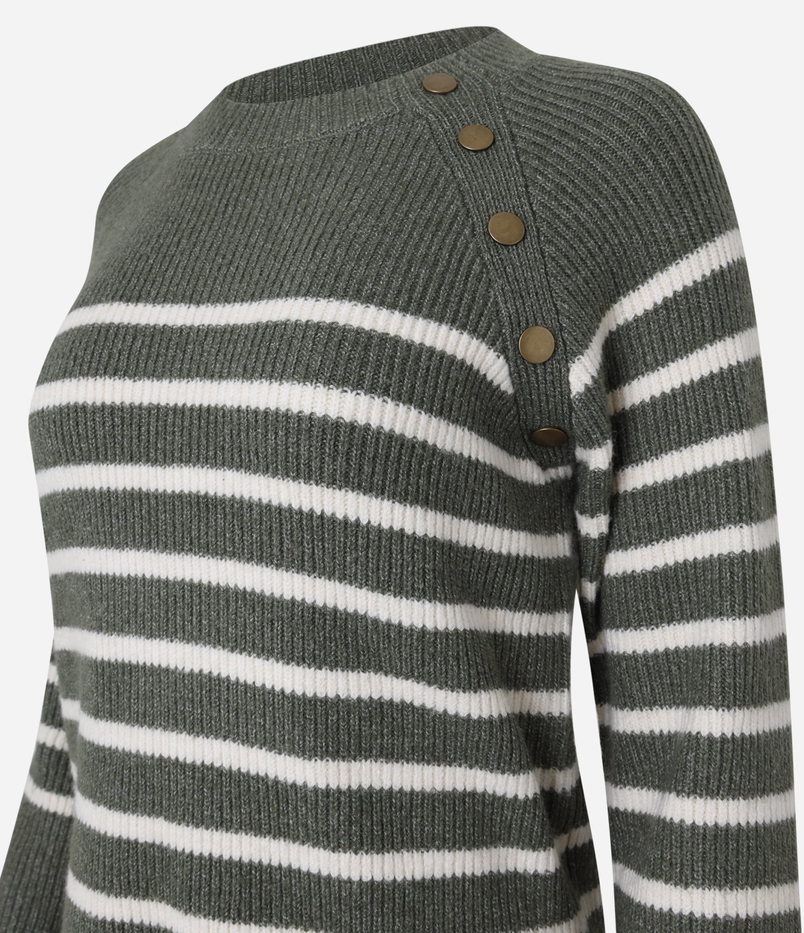 Suéter em Tricô com Botões na Cava e Estampa Listras Verde/Branco 6
