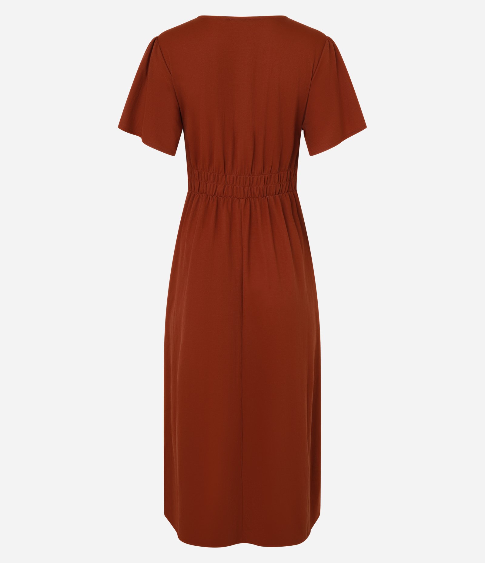Vestido Midi em Malha de Viscose com Abotoamento no Decote Vermelho Telha 6