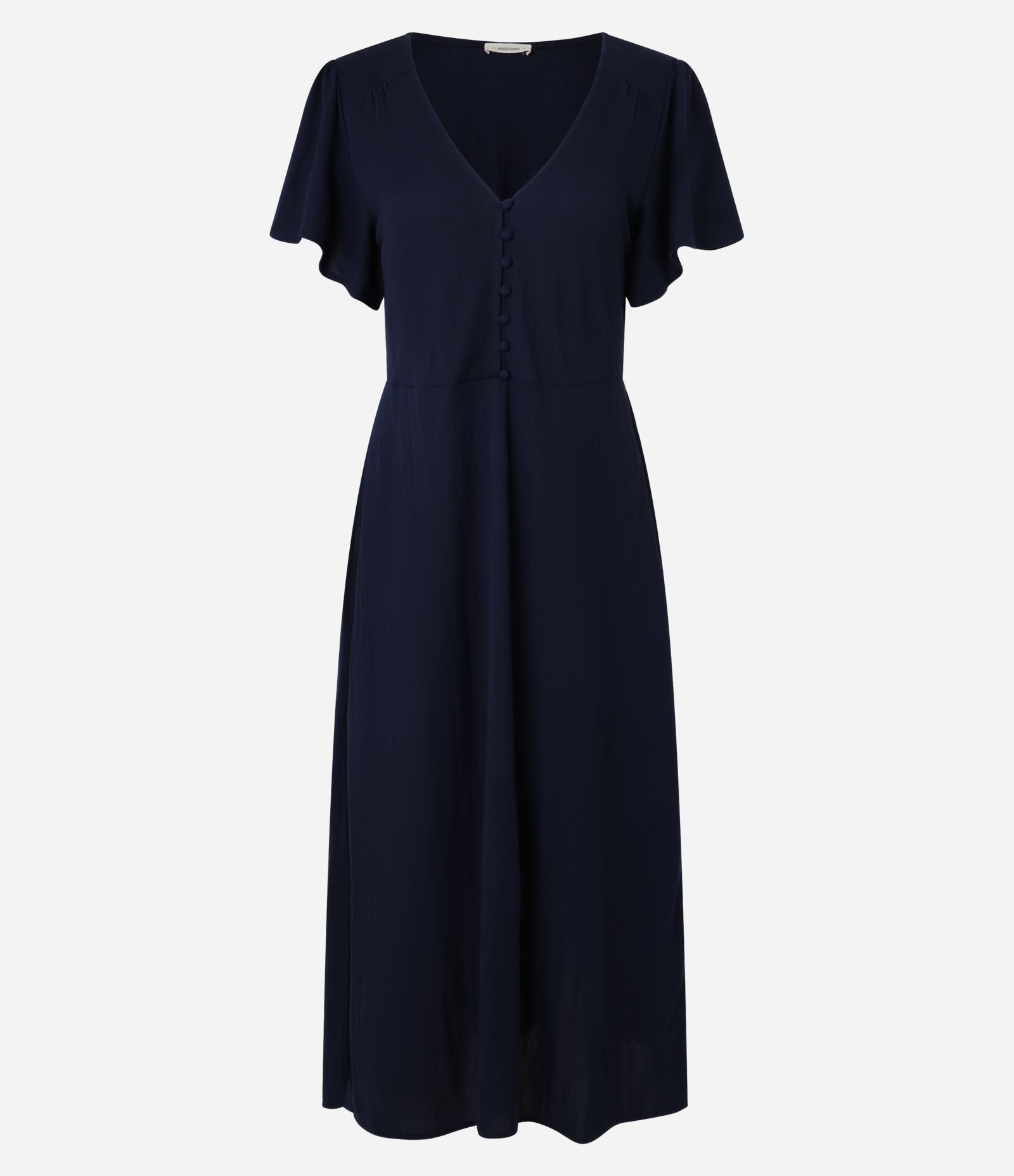 Vestido Midi em Malha de Viscose com Abotoamento no Decote Azul Escuro 6