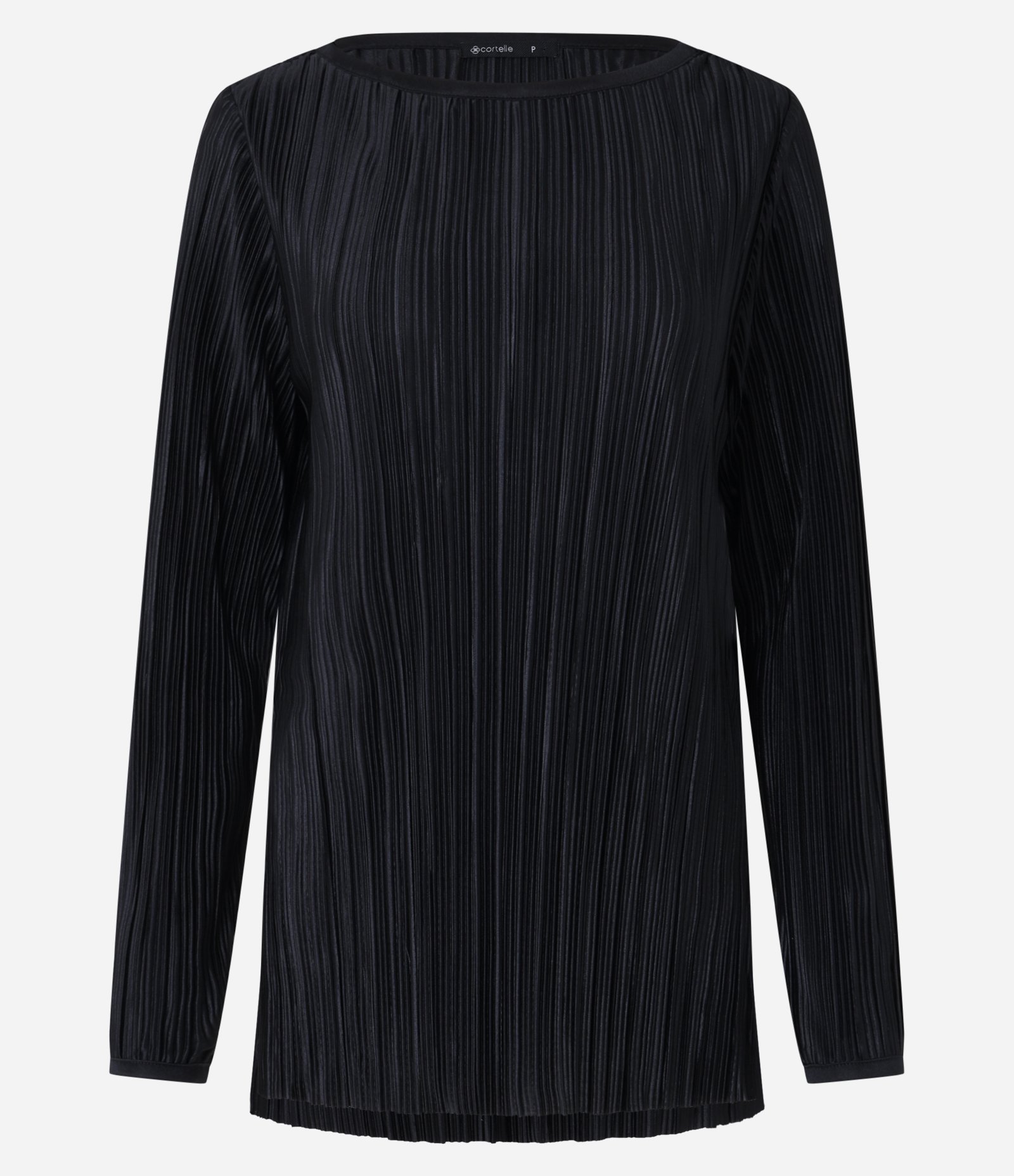 Suéter com Efeito Plissado e Decote Redondo Preto 8