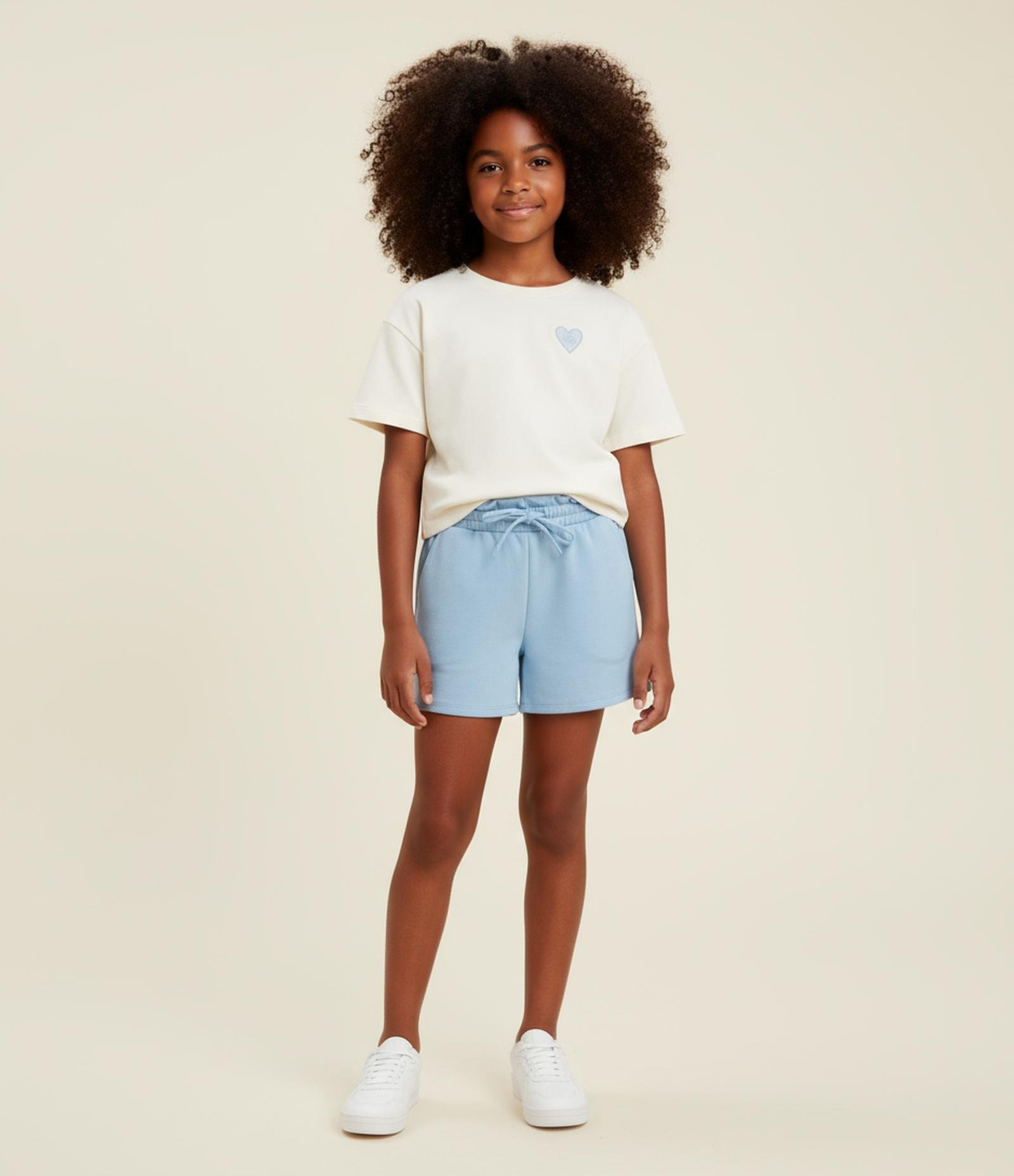 Short Clochard Infantil em Moletinho com Bolso - Tam 5 a 14 Anos Azul 1