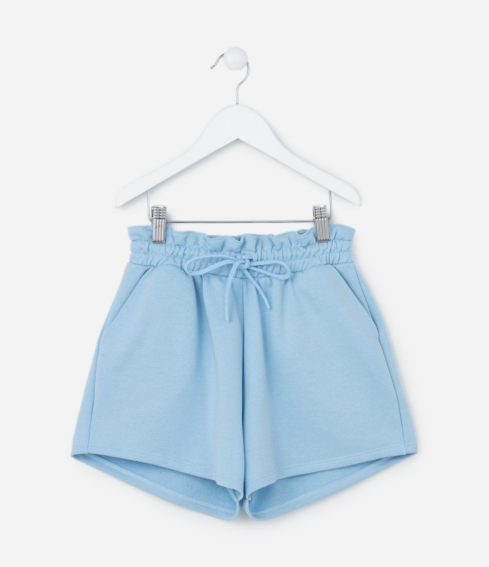 Short Clochard Infantil em Moletinho com Bolso - Tam 5 a 14 Anos Azul 2