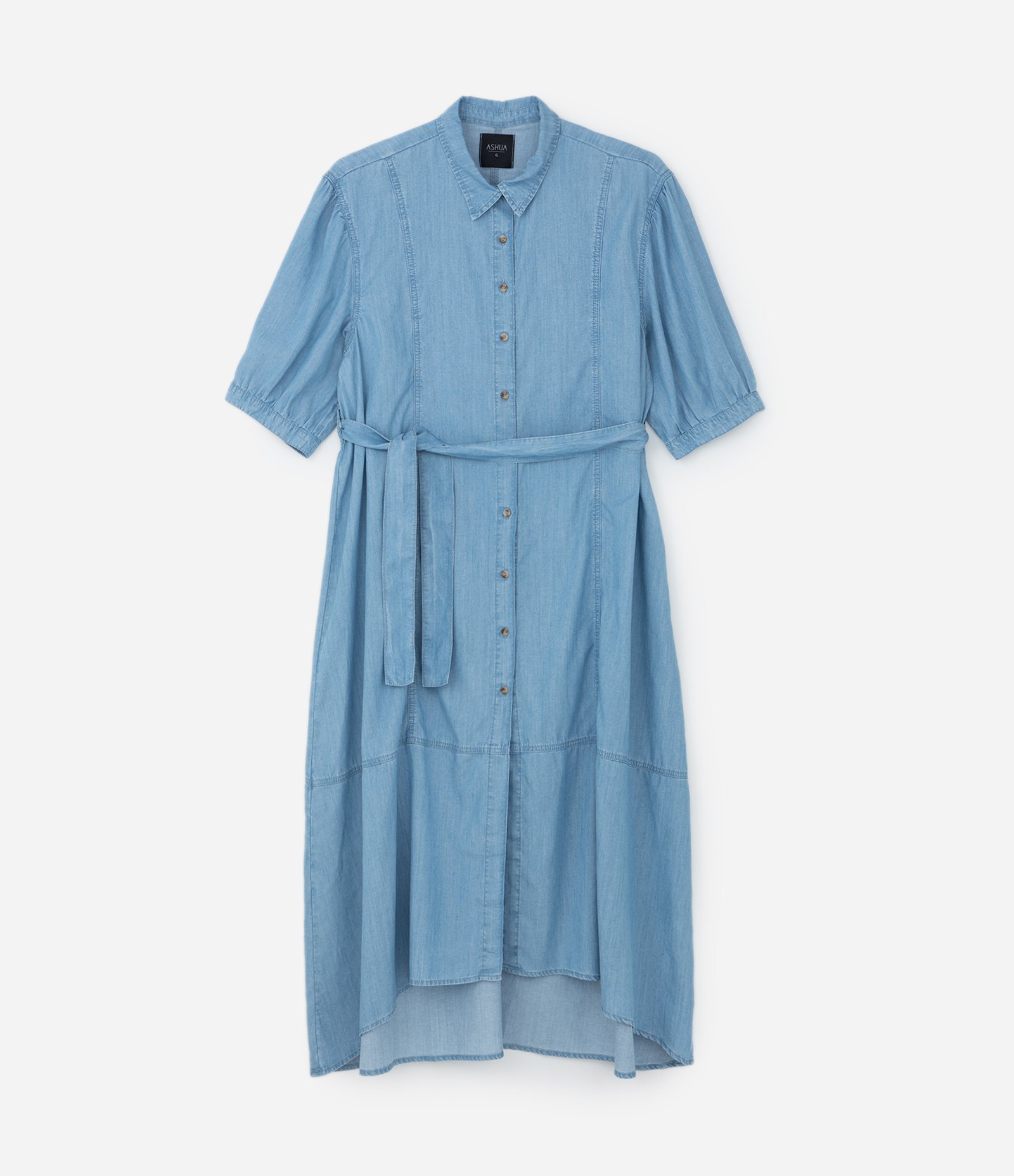 Vestido Chemise Jeans e Barra Assimétrica Curve & Plus Size Azul 4