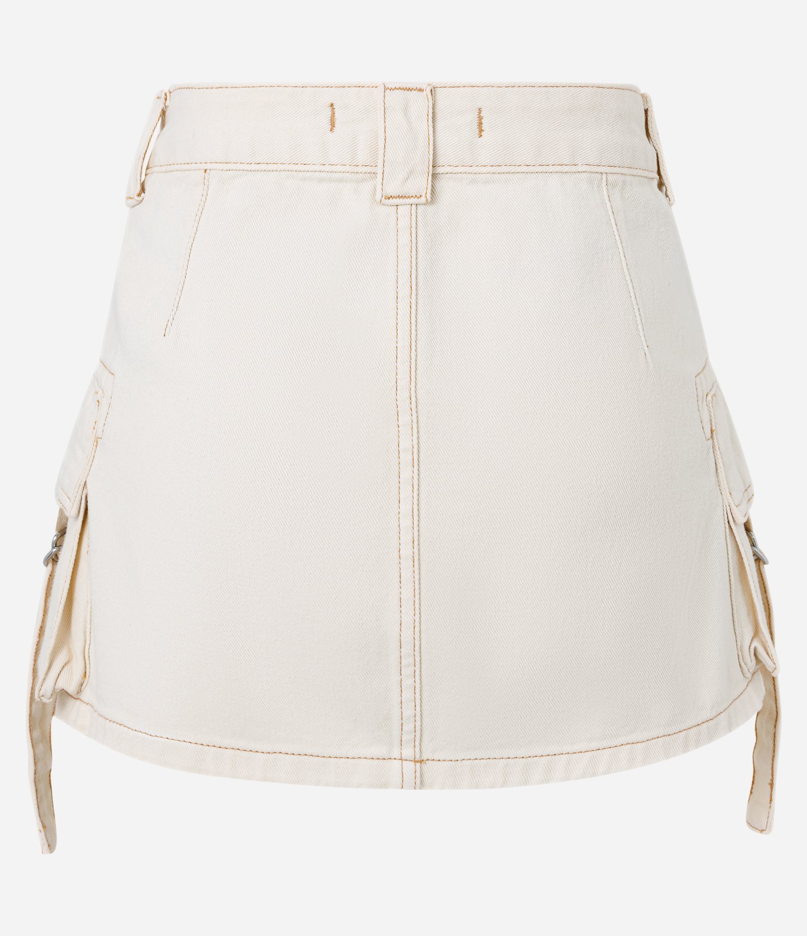 Saia Curta em Sarja com Bolsos Cargo e Fivelas Off White 7